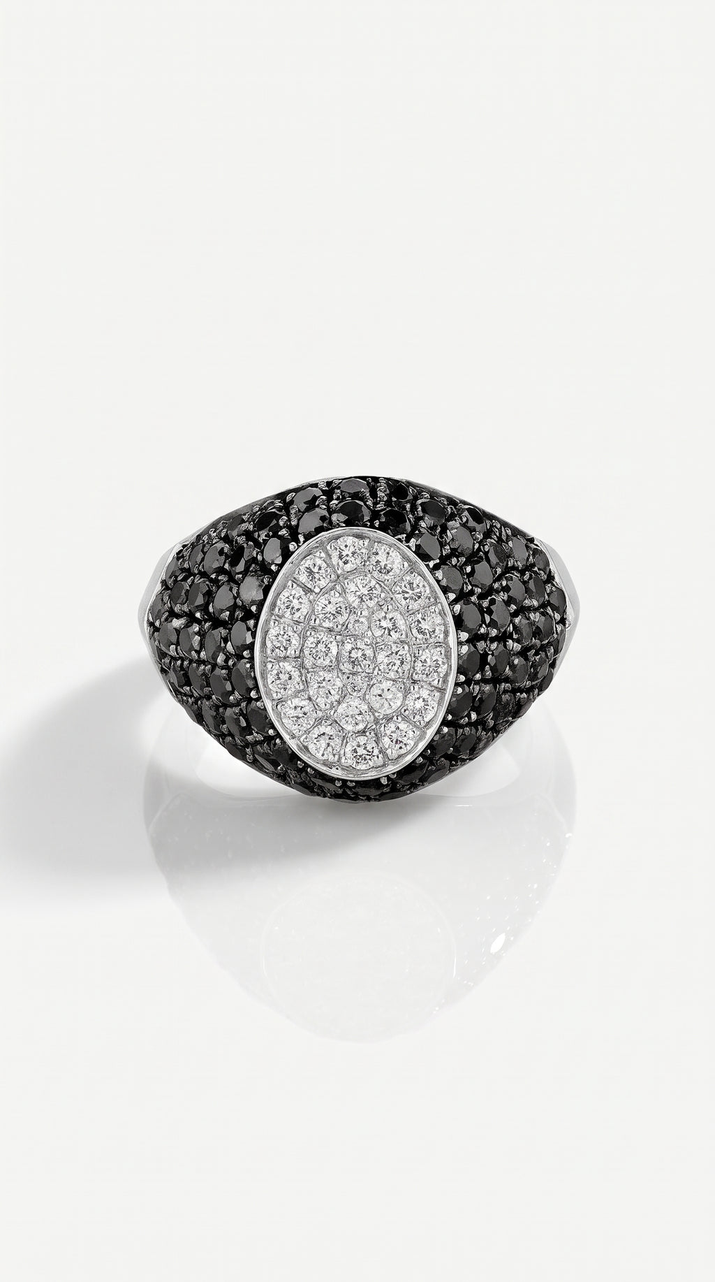 Black White Diamond Signet Ring