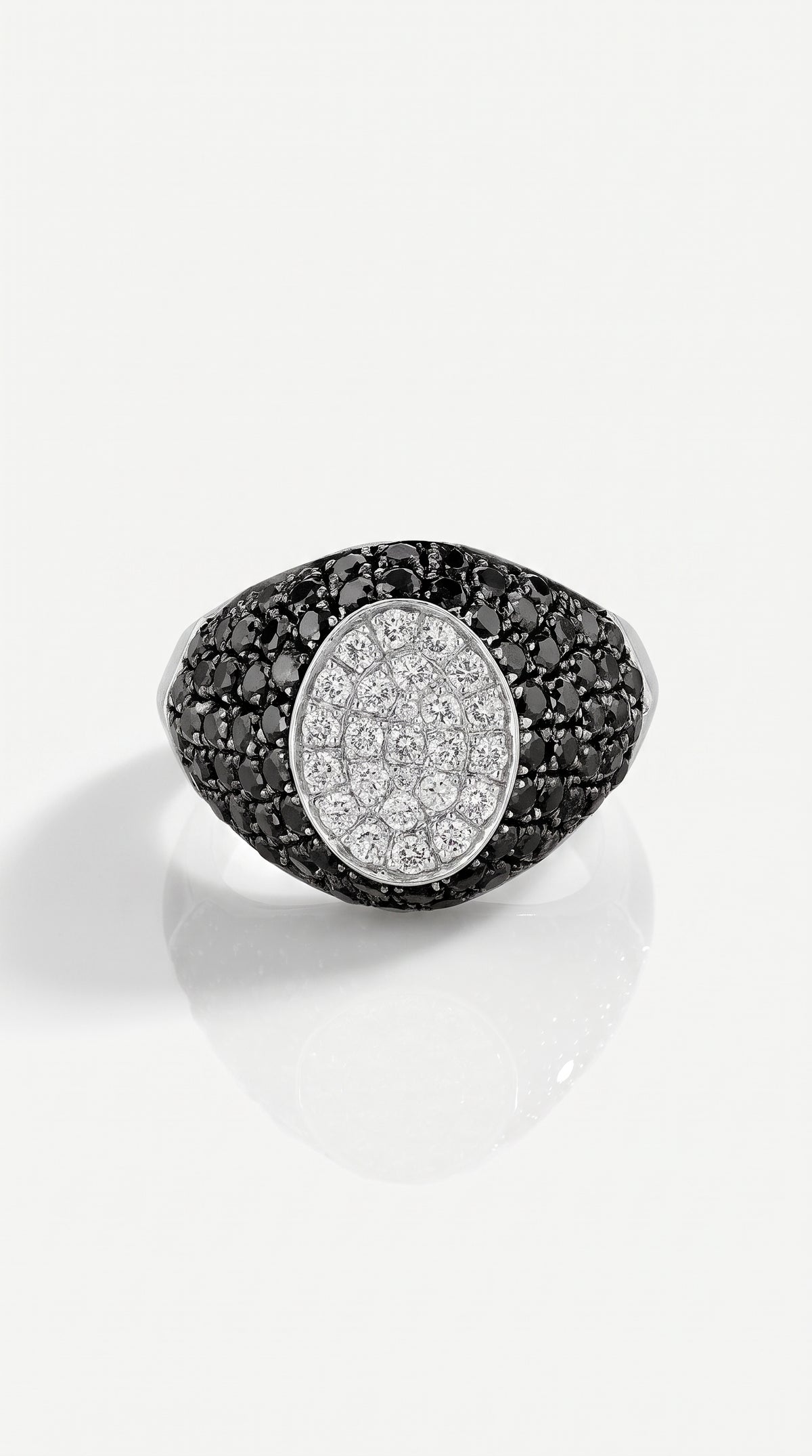 Black White Diamond Signet Ring