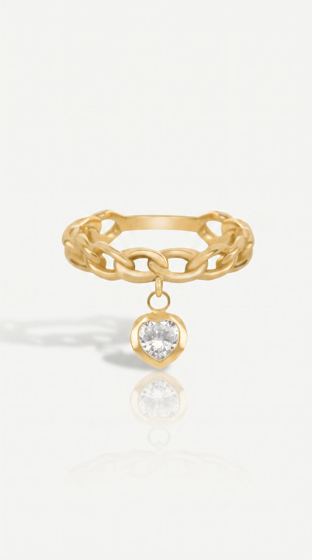 Heart Diamond Cuban Link Ring
