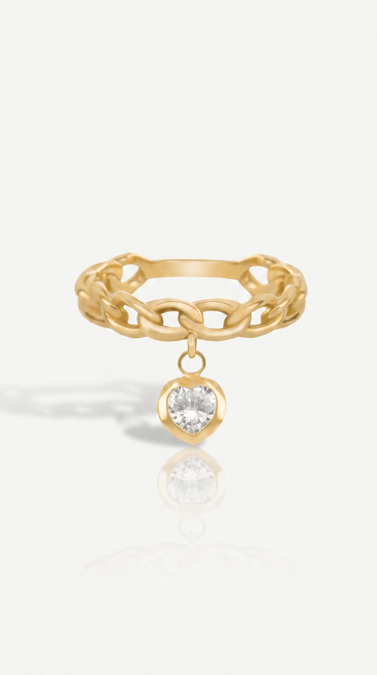 Heart Diamond Cuban Link Ring