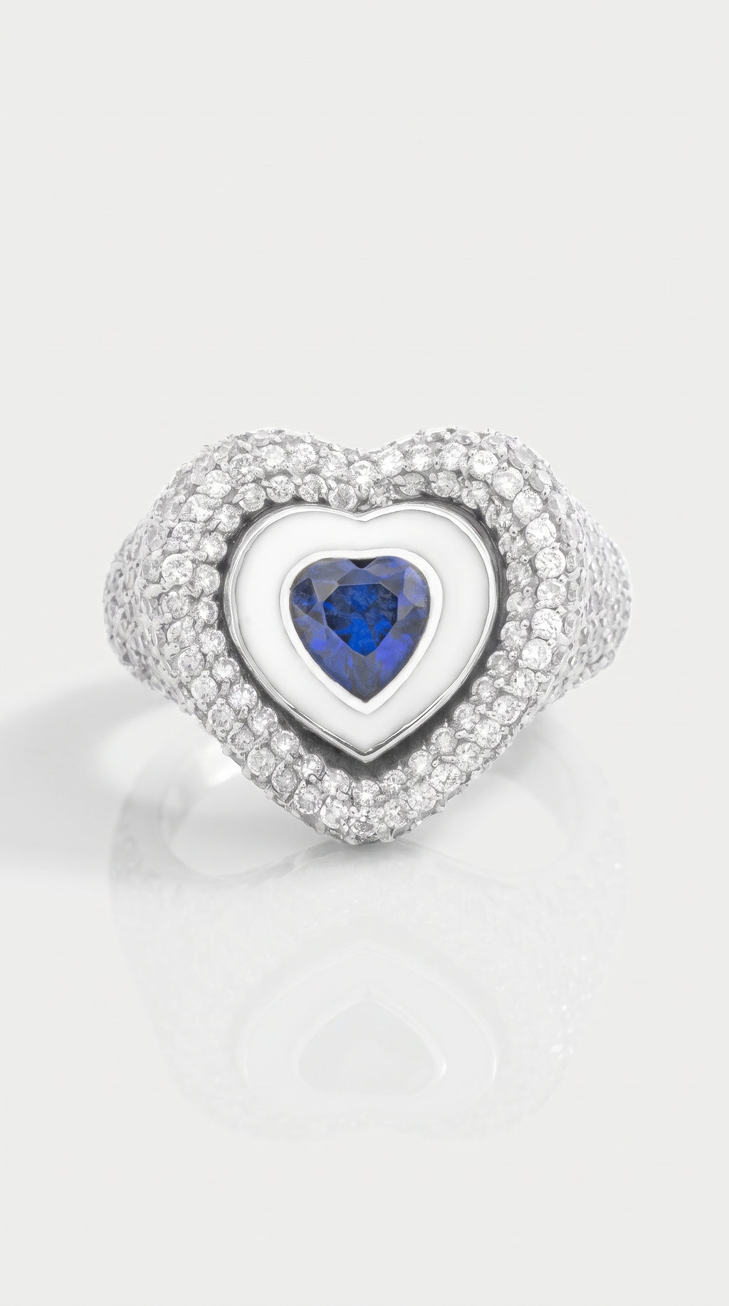 Sapphire Heart Enamel Ring