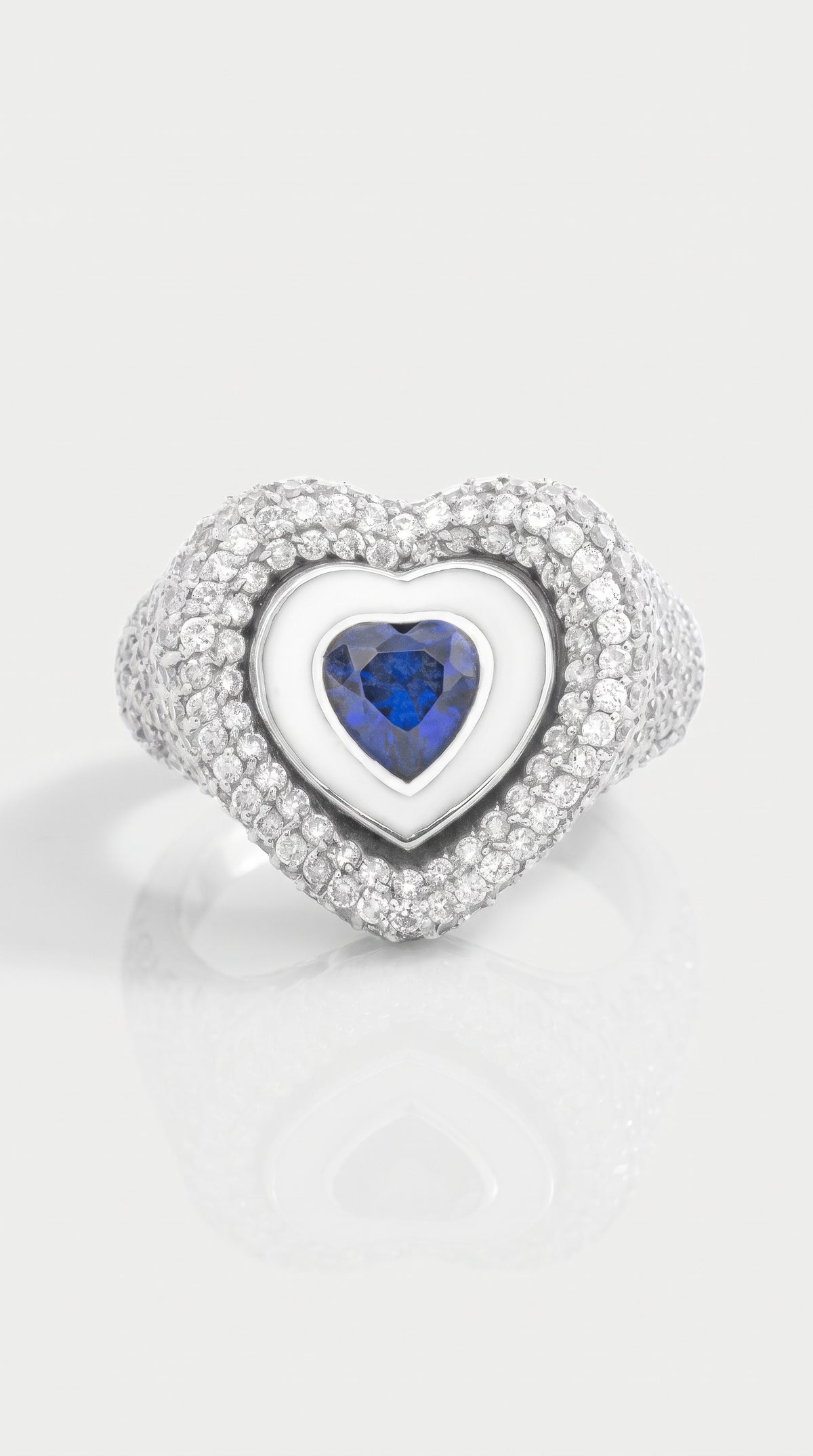 Sapphire Heart Enamel Ring