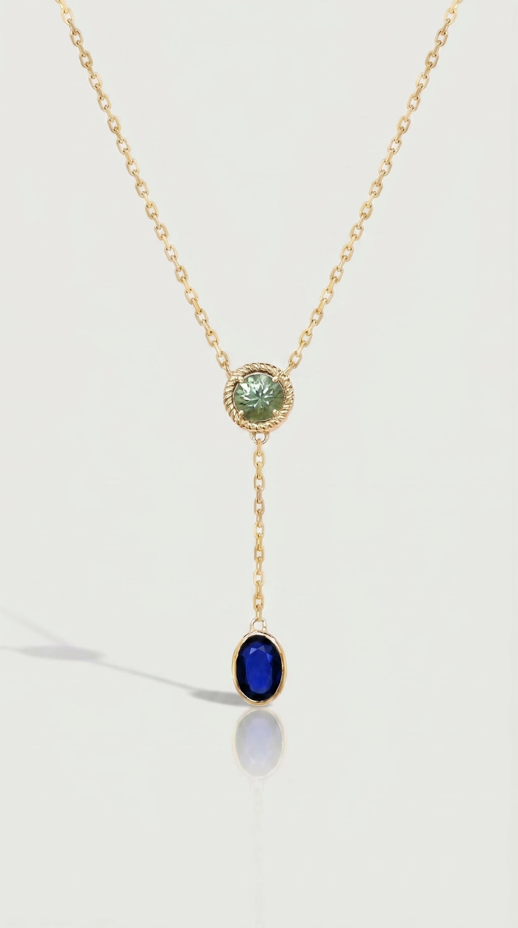 Green & Blue Sapphire Drop Pendant