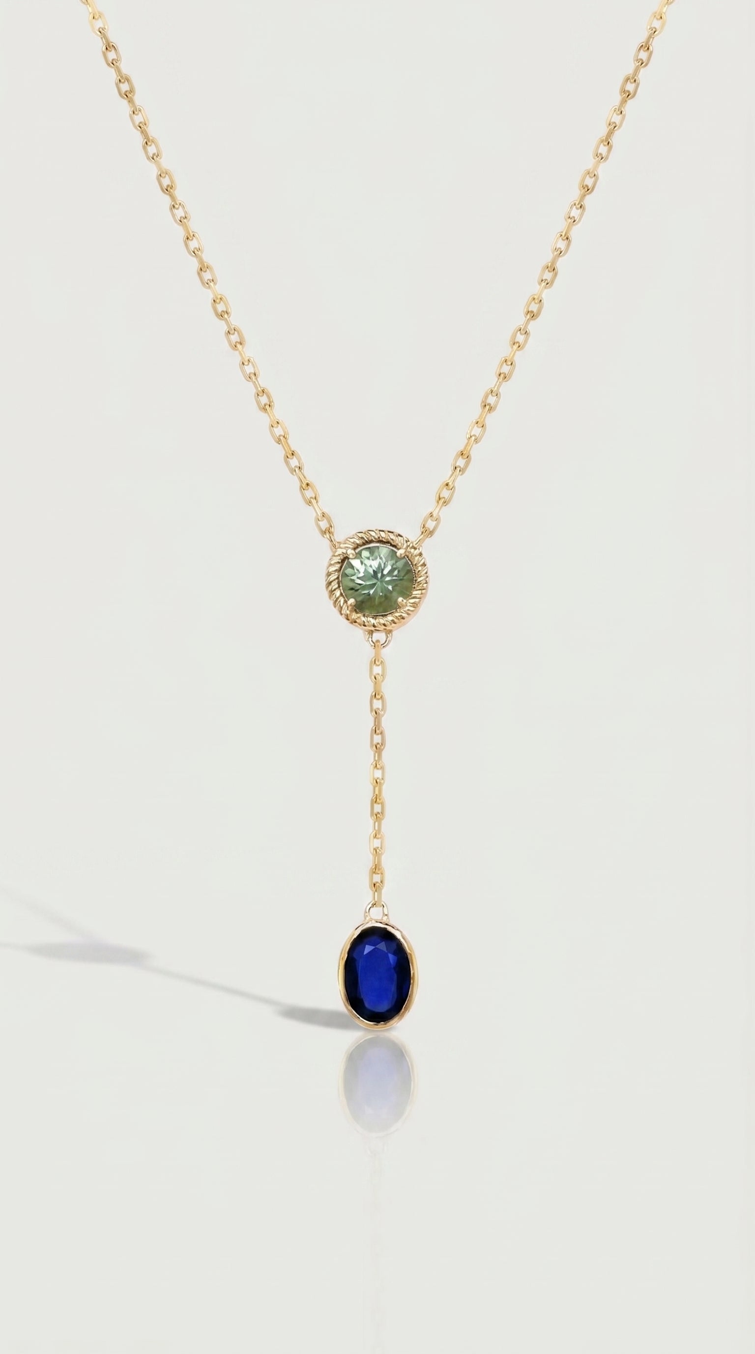 Green & Blue Sapphire Drop Pendant