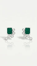 Emerald Diamond Bezel Earrings