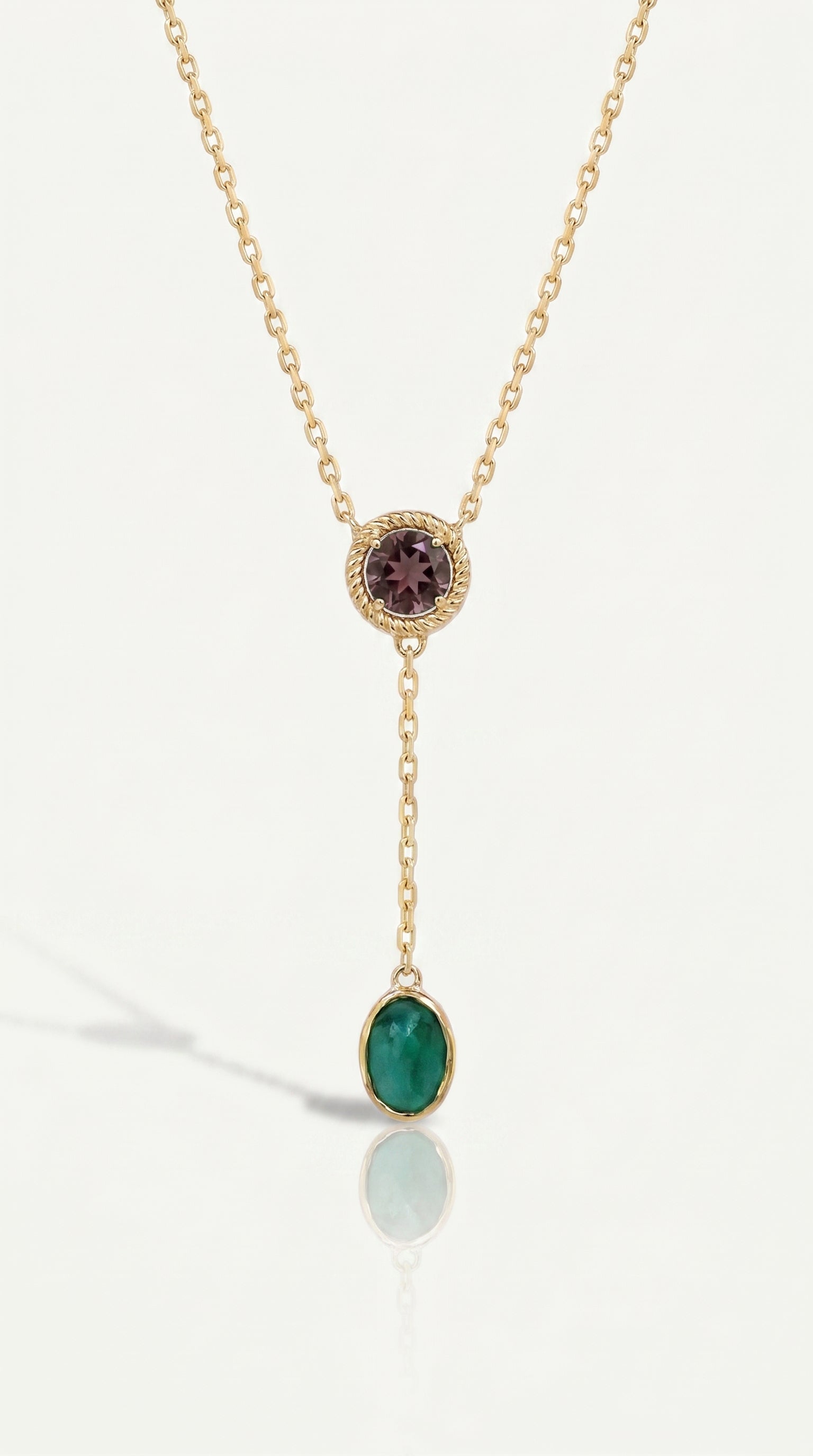 Garnet Emerald Drop Pendant
