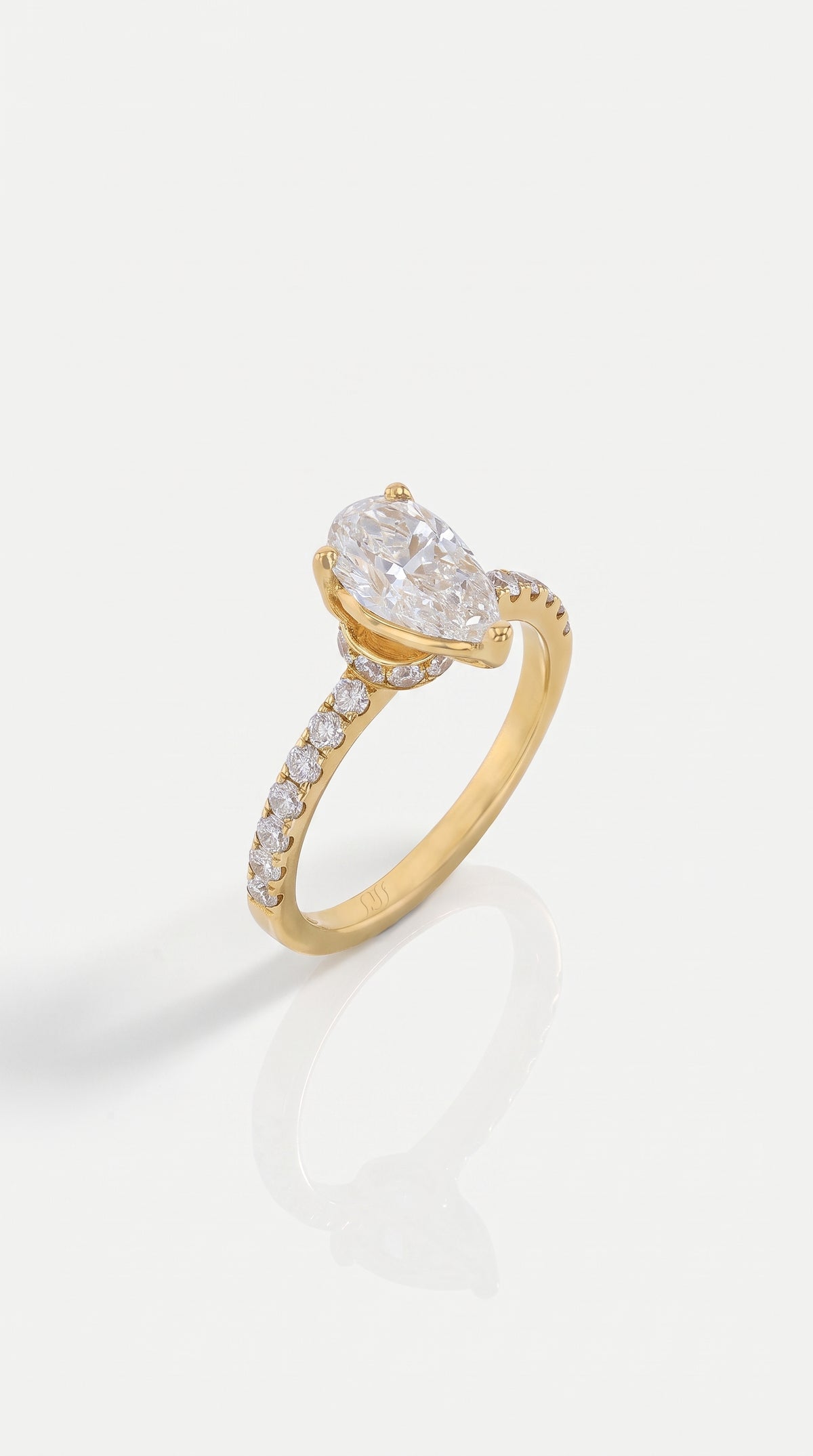 Nakha Hidden Halo Pear Solitaire