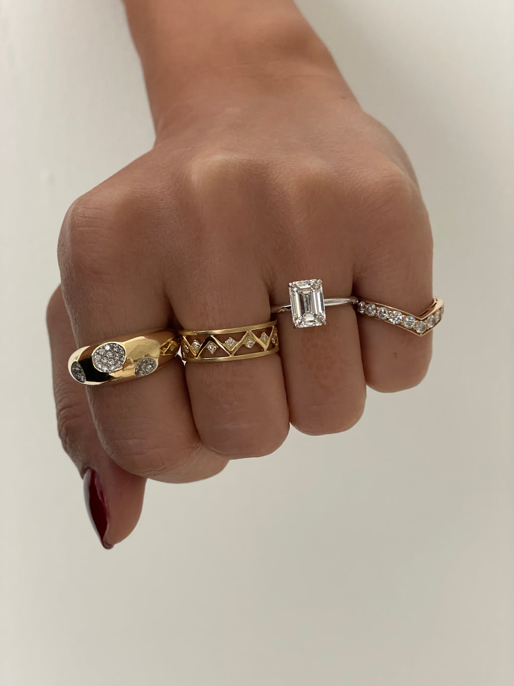 White Diamond Ring Cuff