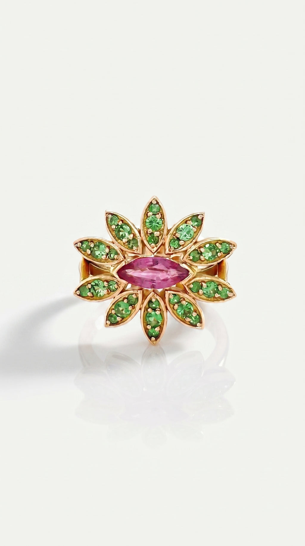 Tsavorite Tourmaline Sunbloom Ring