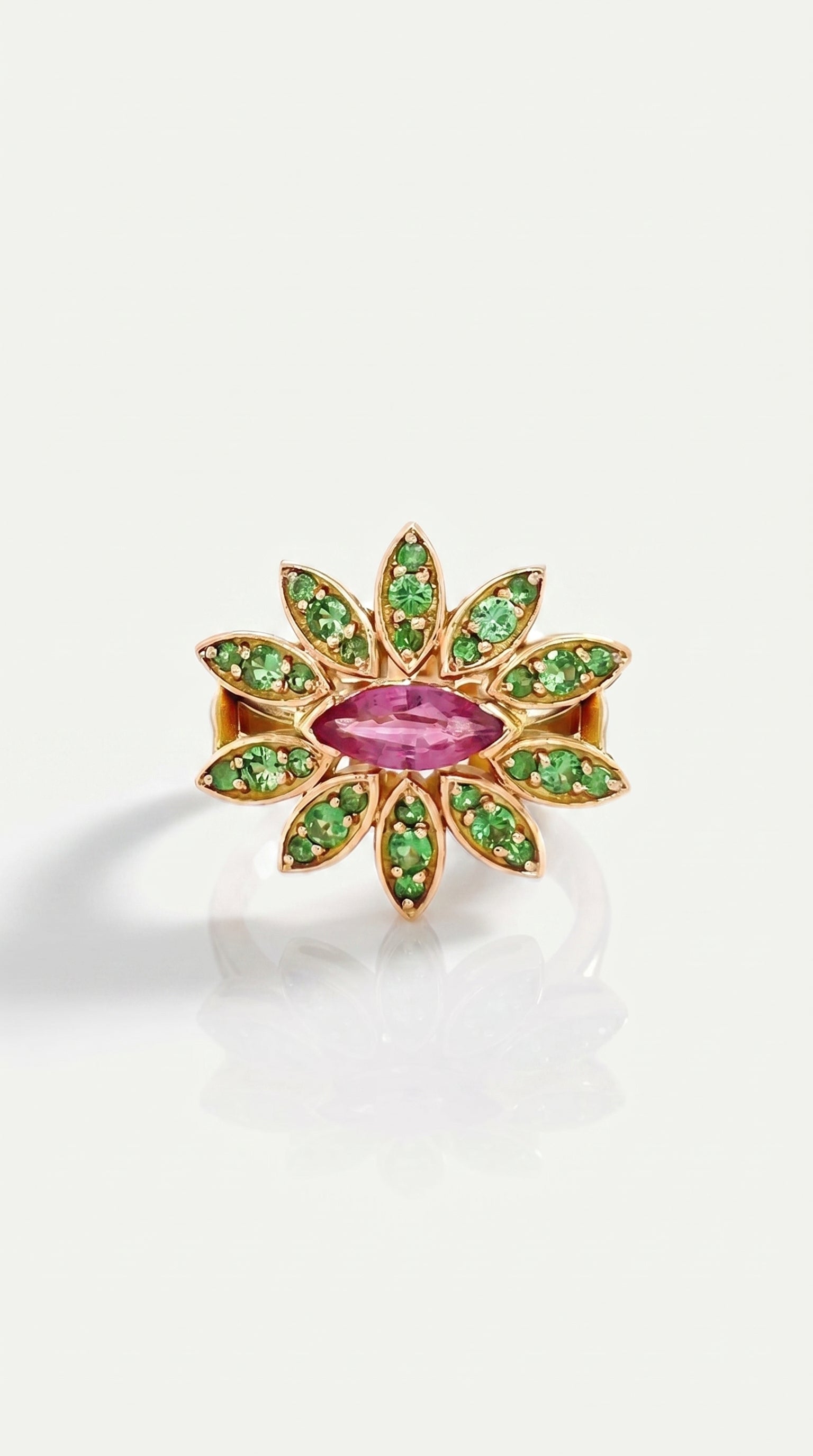 Tsavorite Tourmaline Sunbloom Ring