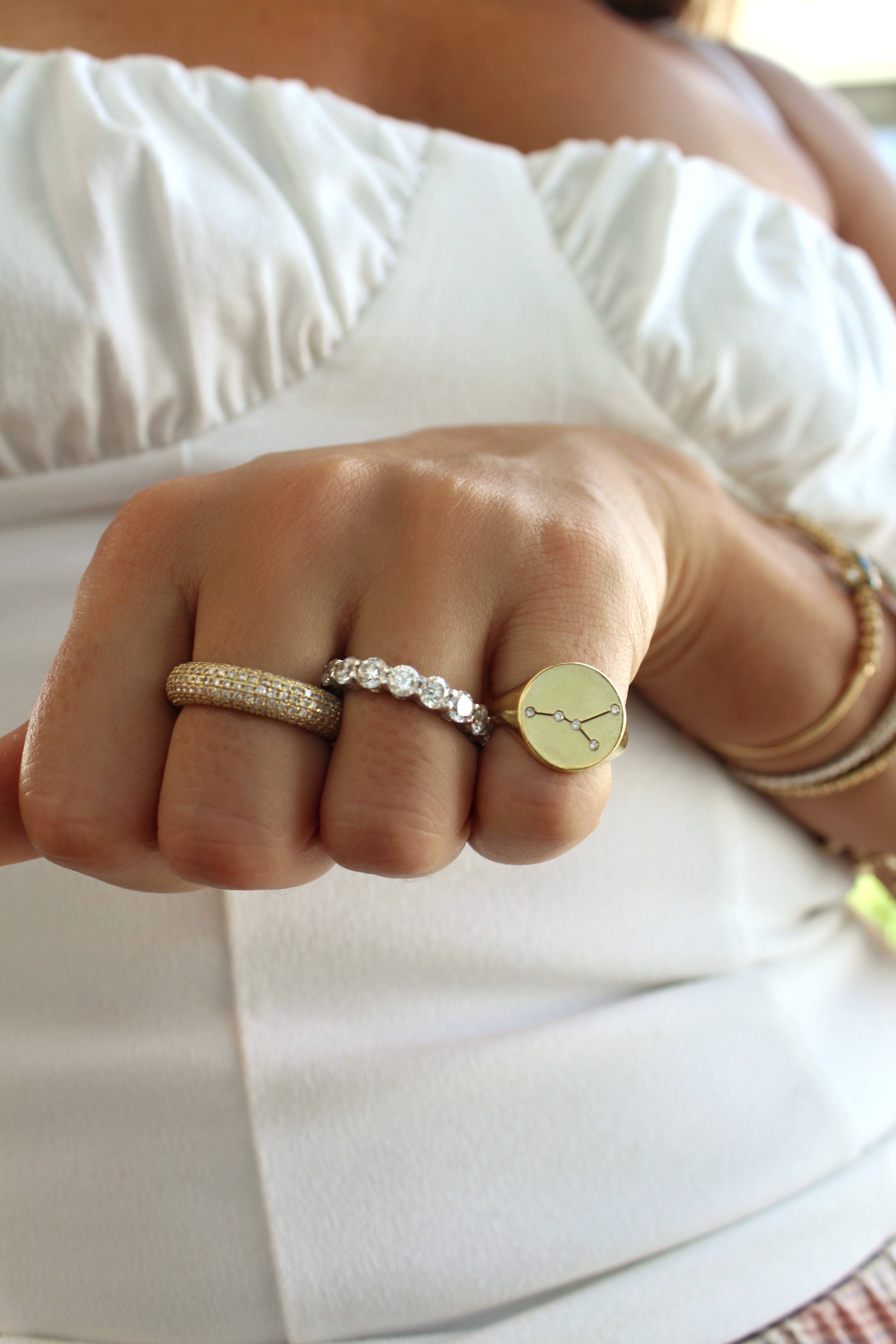 Cancer Stars Signet Ring