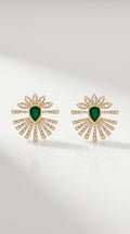 Emerald Diamond Bloom Earrings