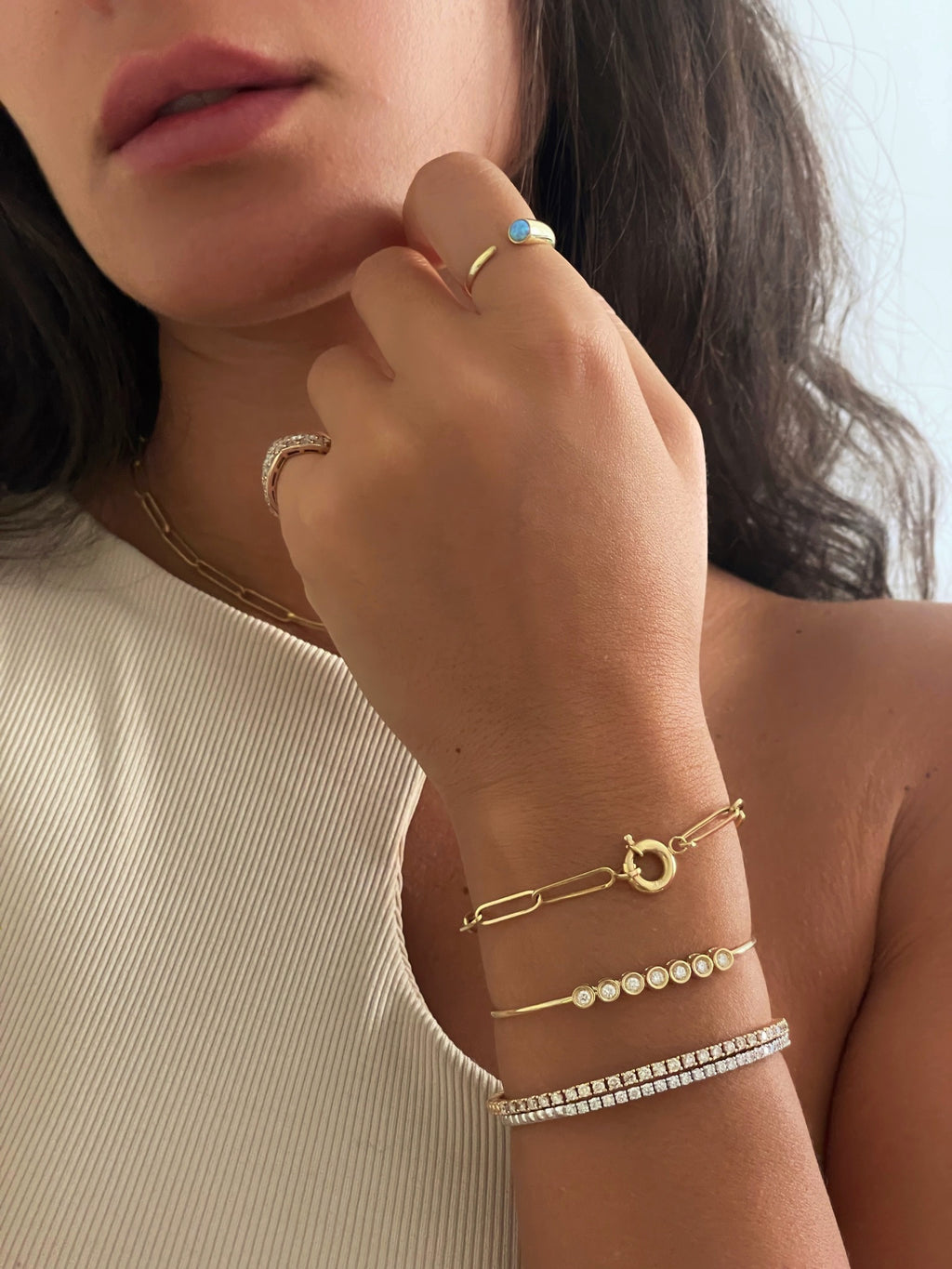 Seven Diamond Bezel Bangle
