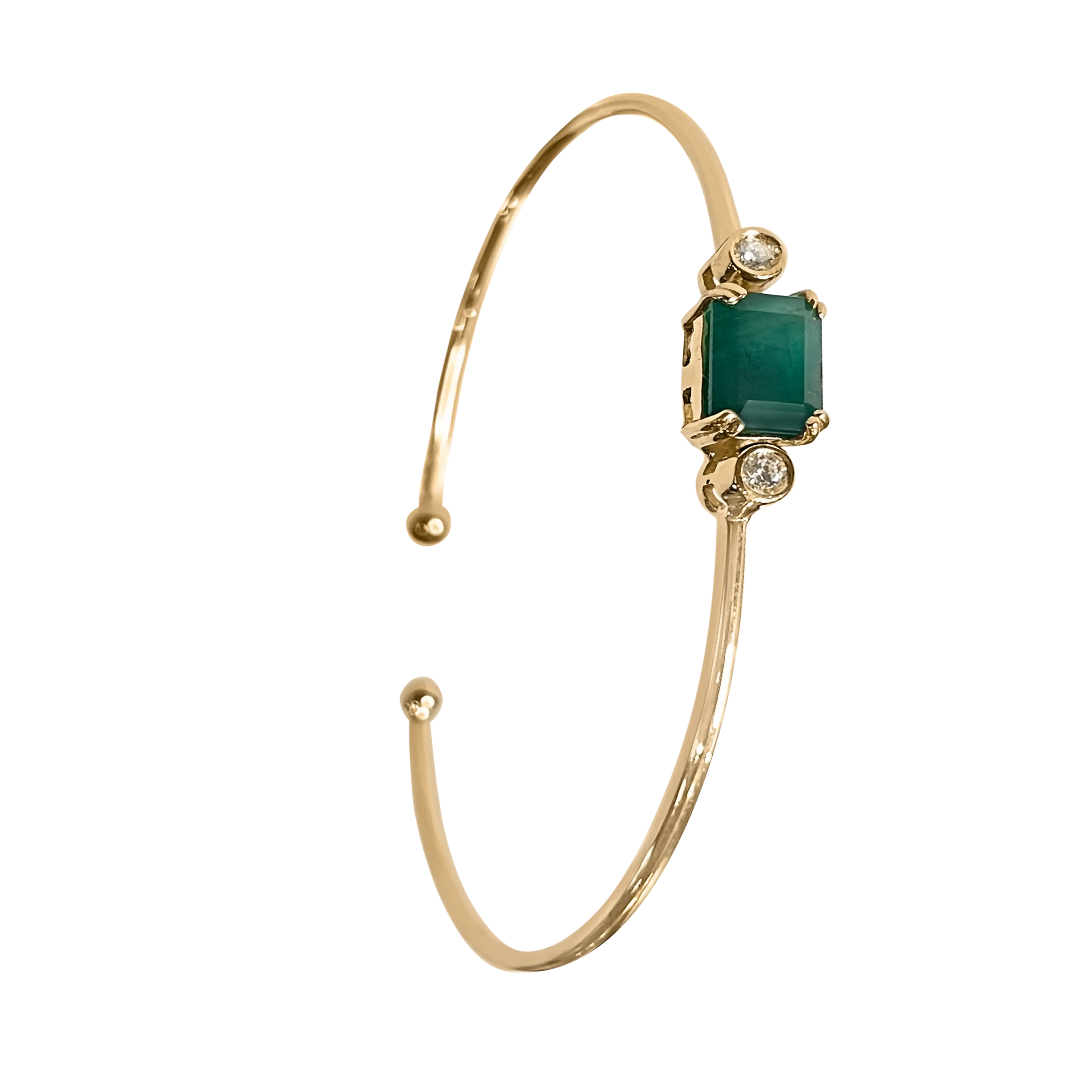 Emerald Double Diamond Bangle