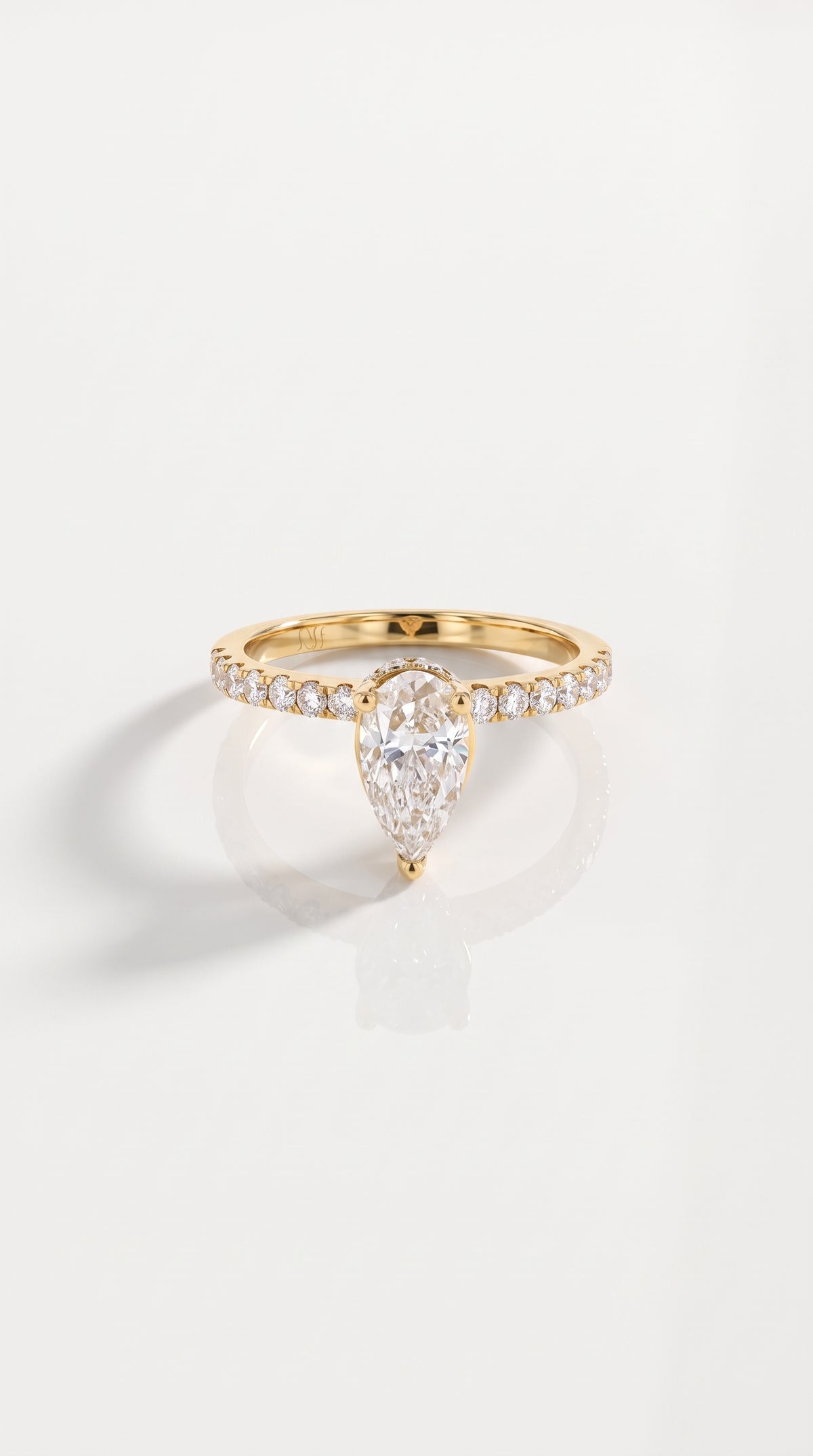 Nakha Hidden Halo Pear Solitaire