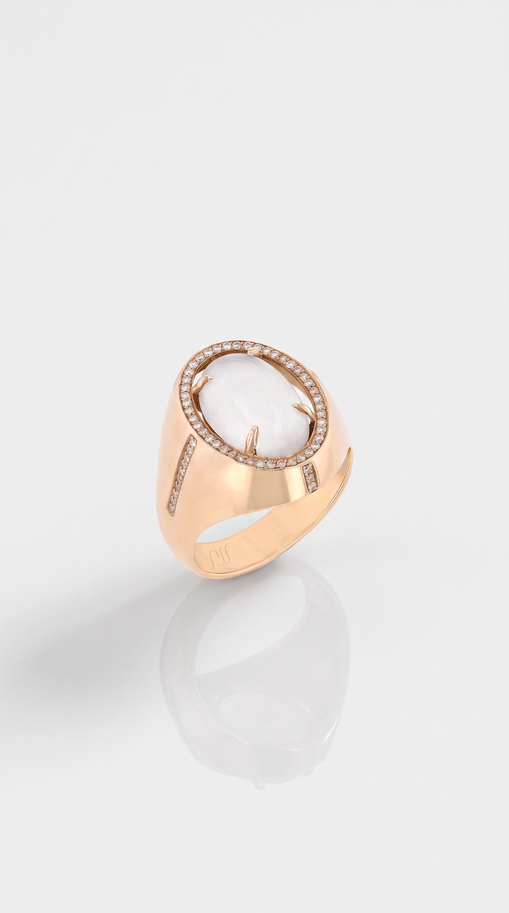 Moonstone Diamond Pave Ring