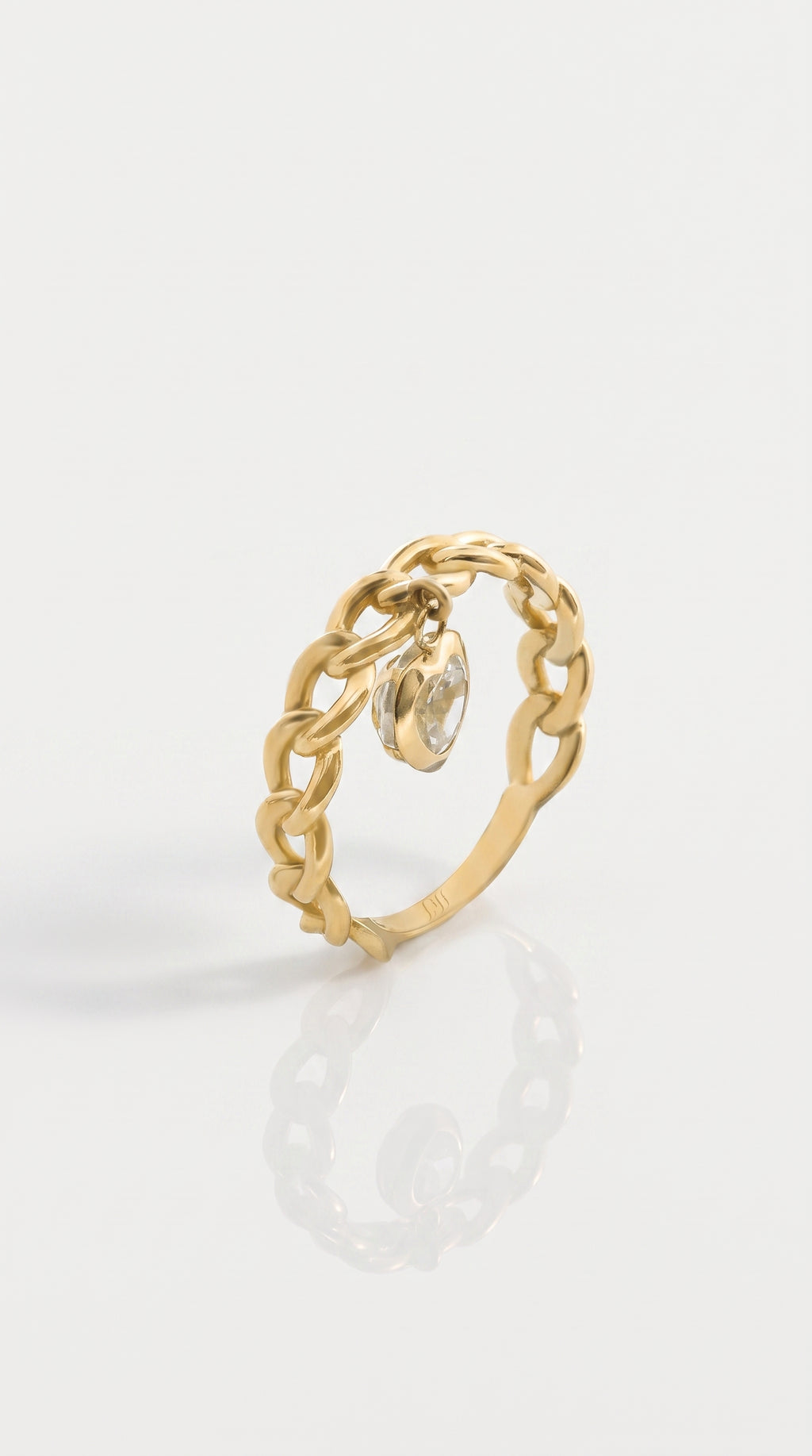 Heart Diamond Cuban Link Ring