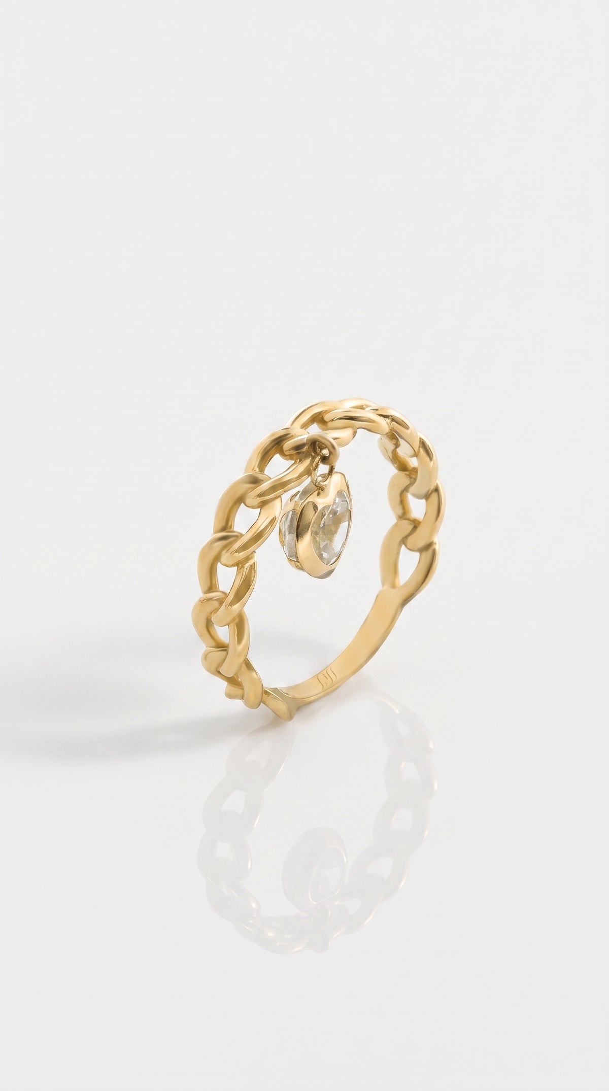Heart Diamond Cuban Link Ring