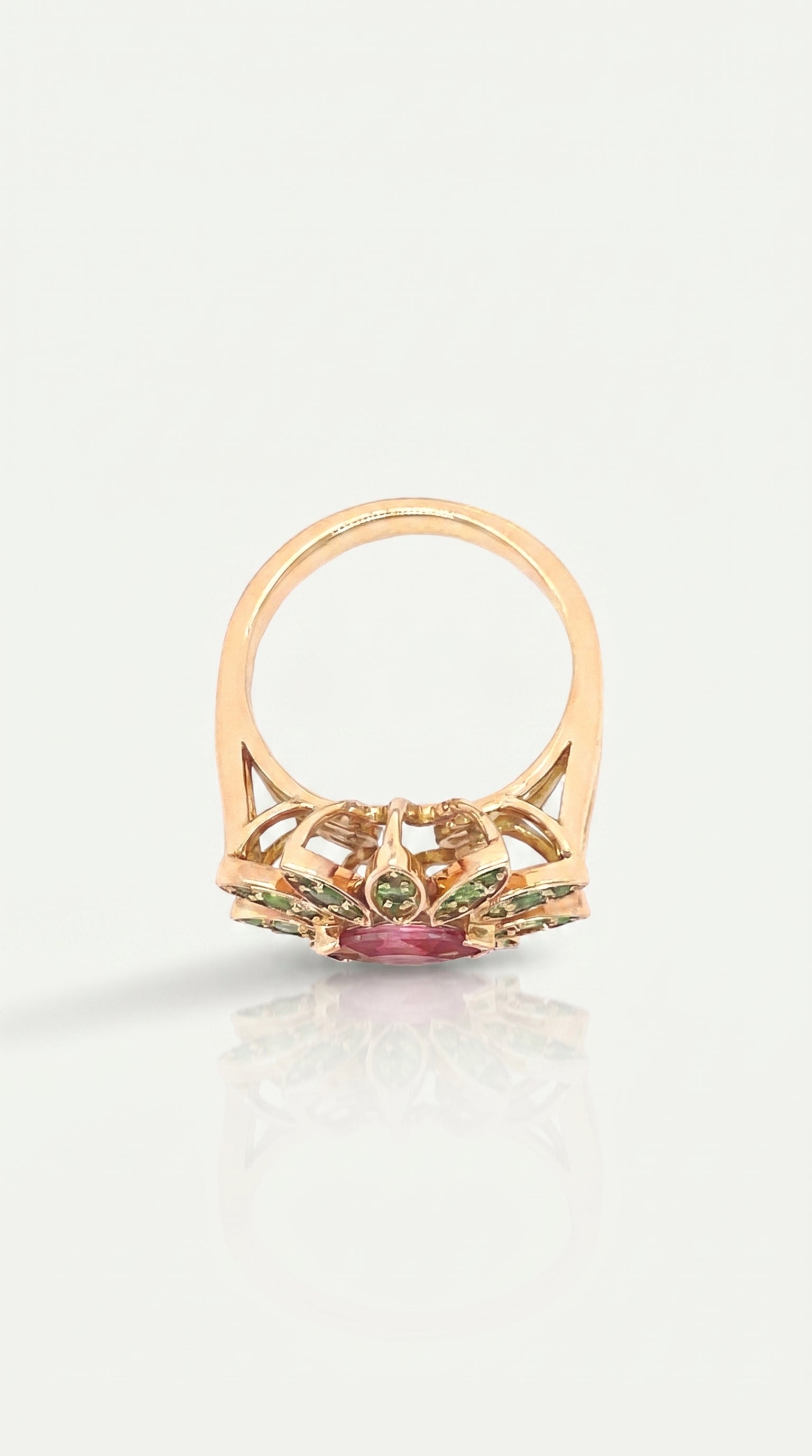 Tsavorite Tourmaline Sunbloom Ring