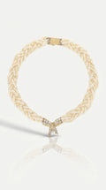 Diamond Bow Pearl Necklace