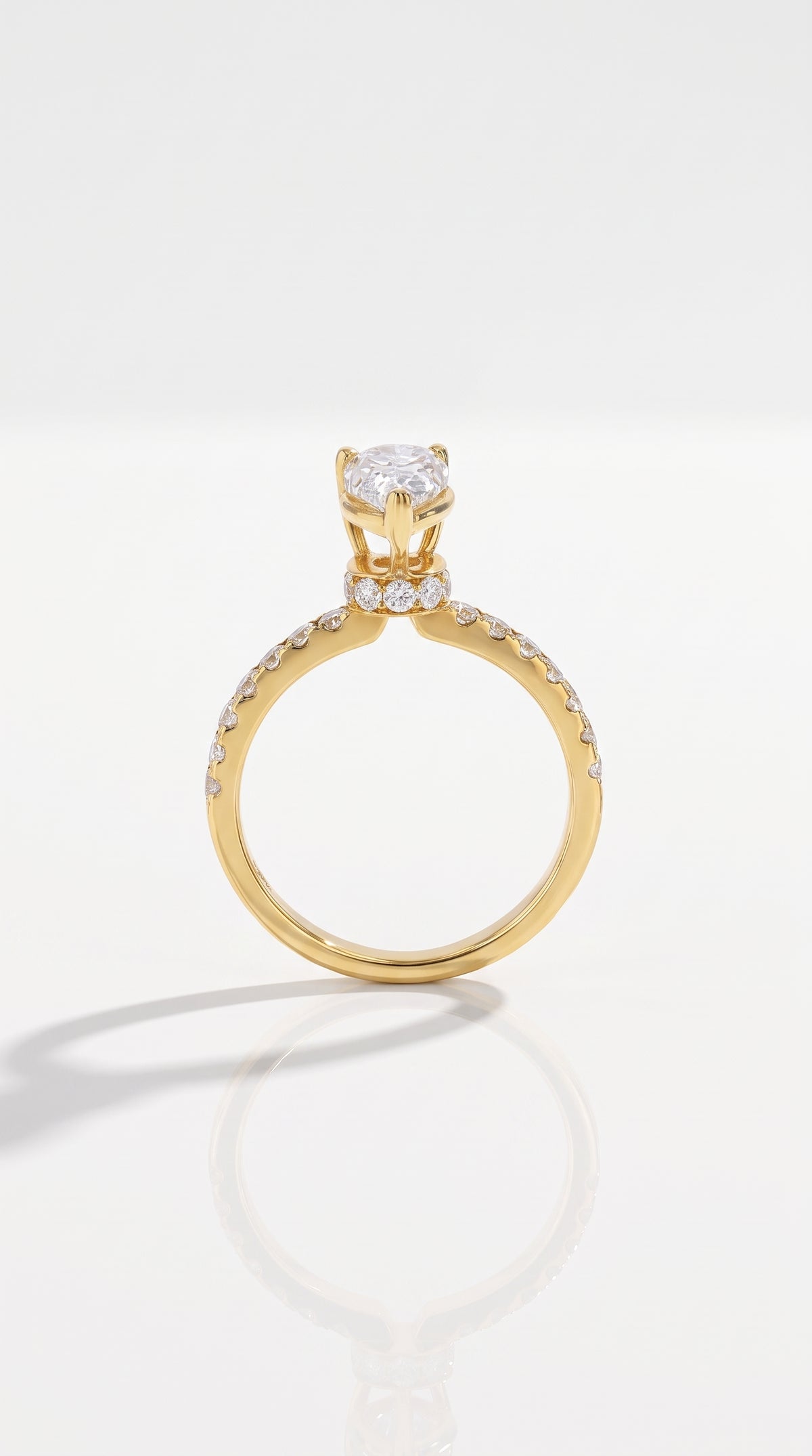 Nakha Hidden Halo Pear Solitaire