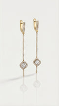 Diamond Cushion Drop Earrings