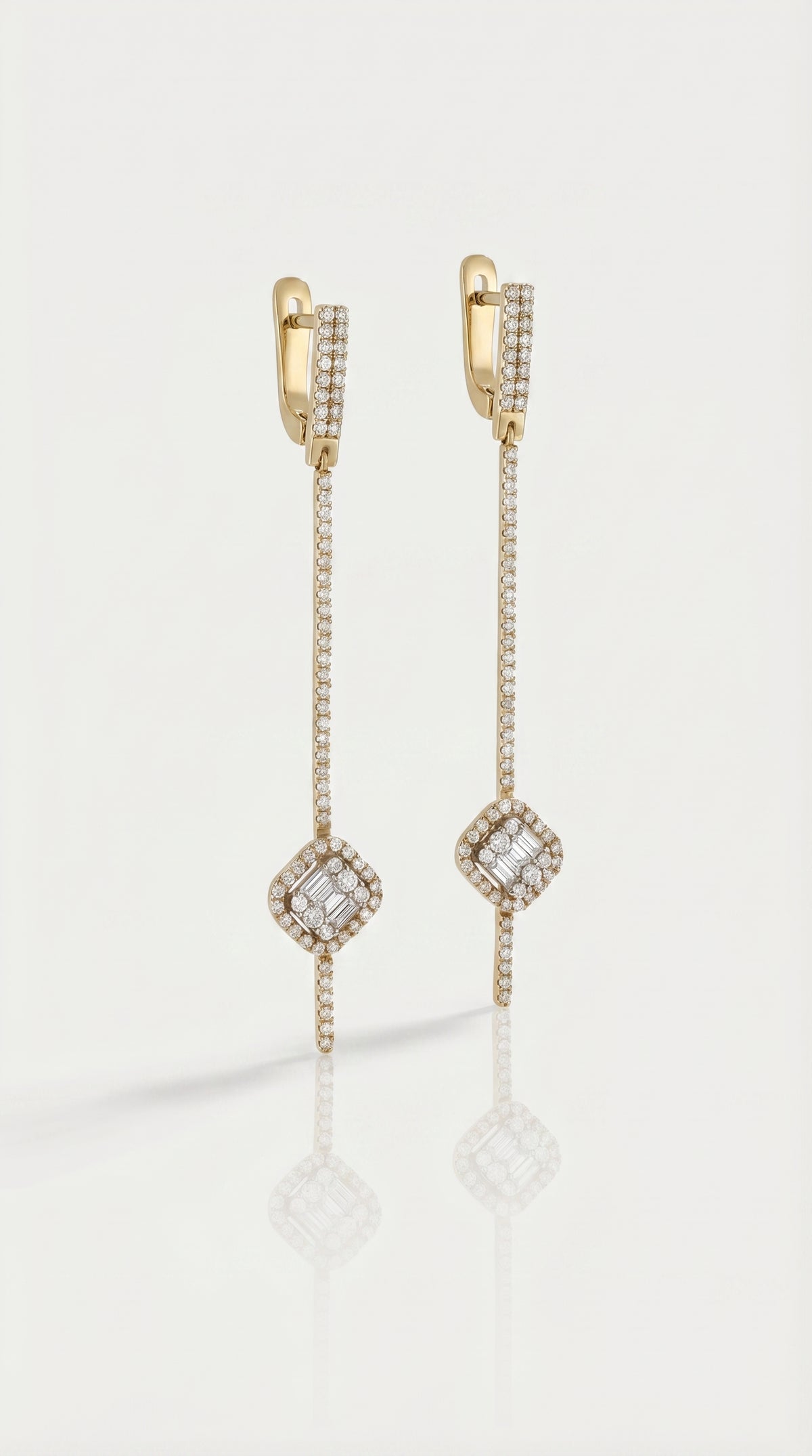 Diamond Cushion Drop Earrings