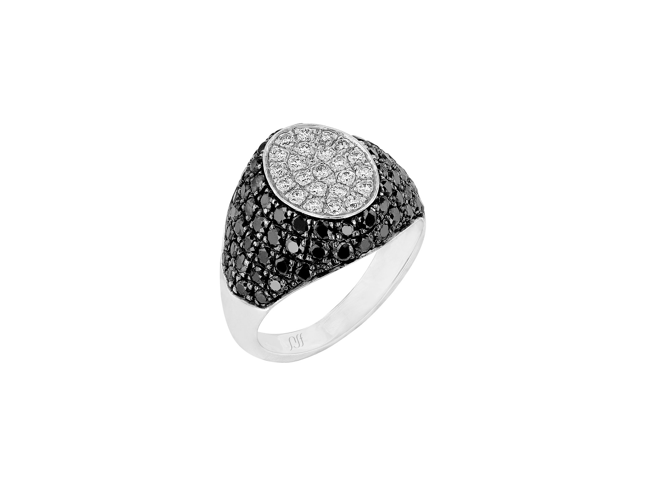 Black White Diamond Signet Ring
