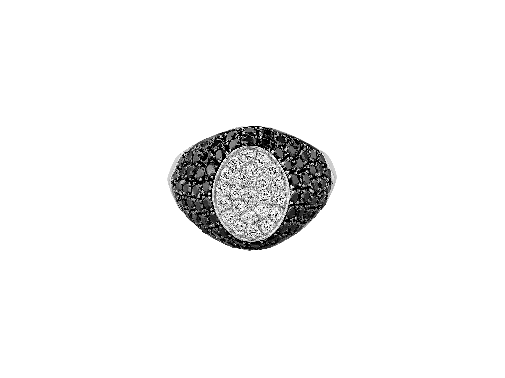 Black White Diamond Signet Ring