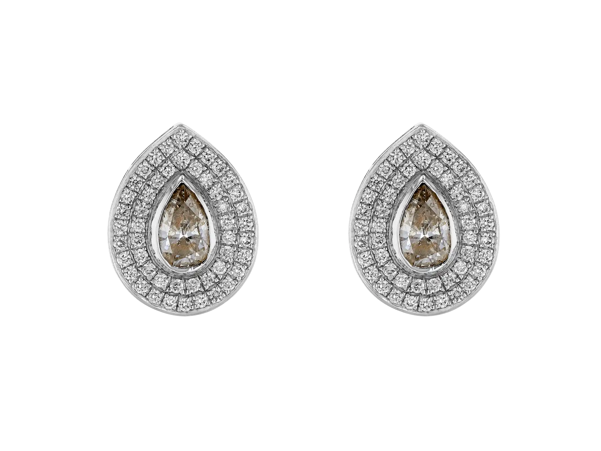Brown Pear Diamond Studs