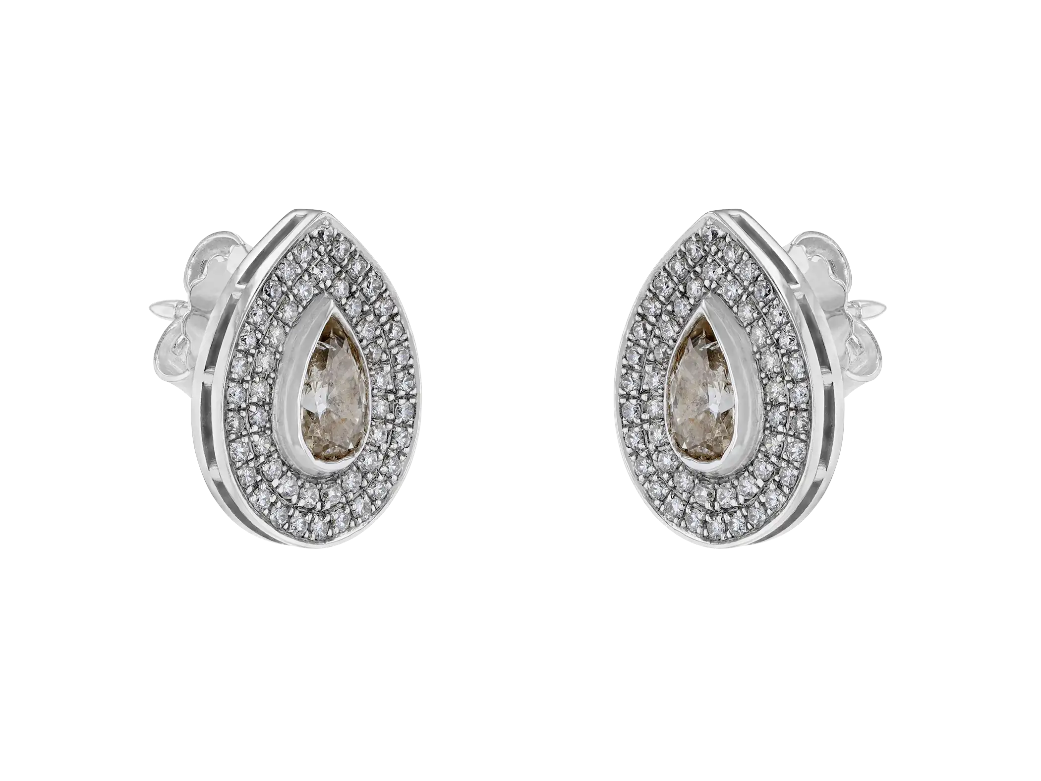 Brown Pear Diamond Studs