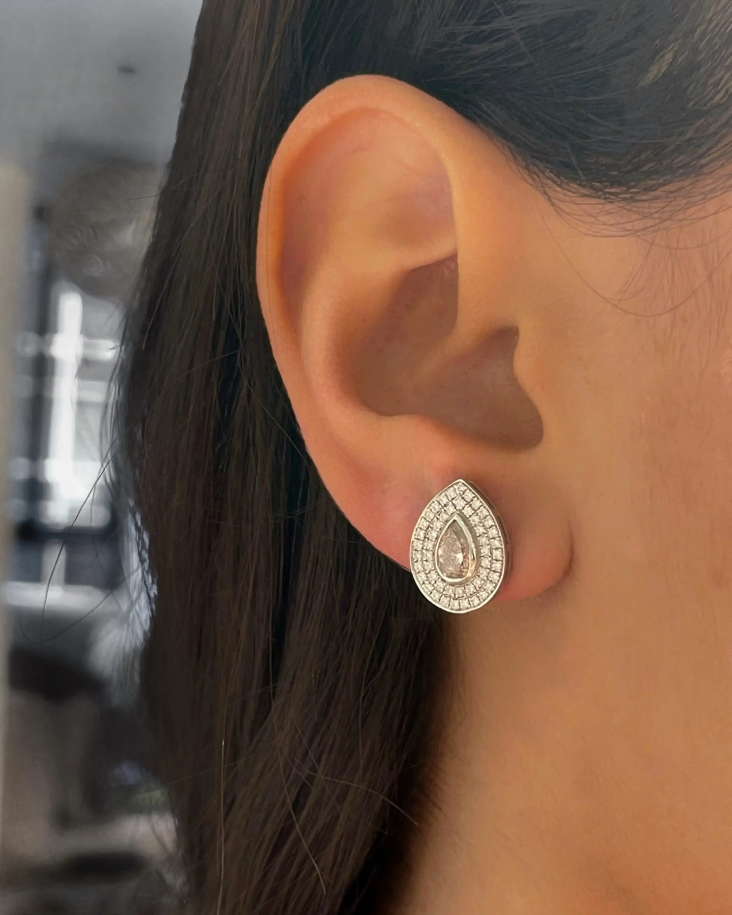 Brown Pear Diamond Studs