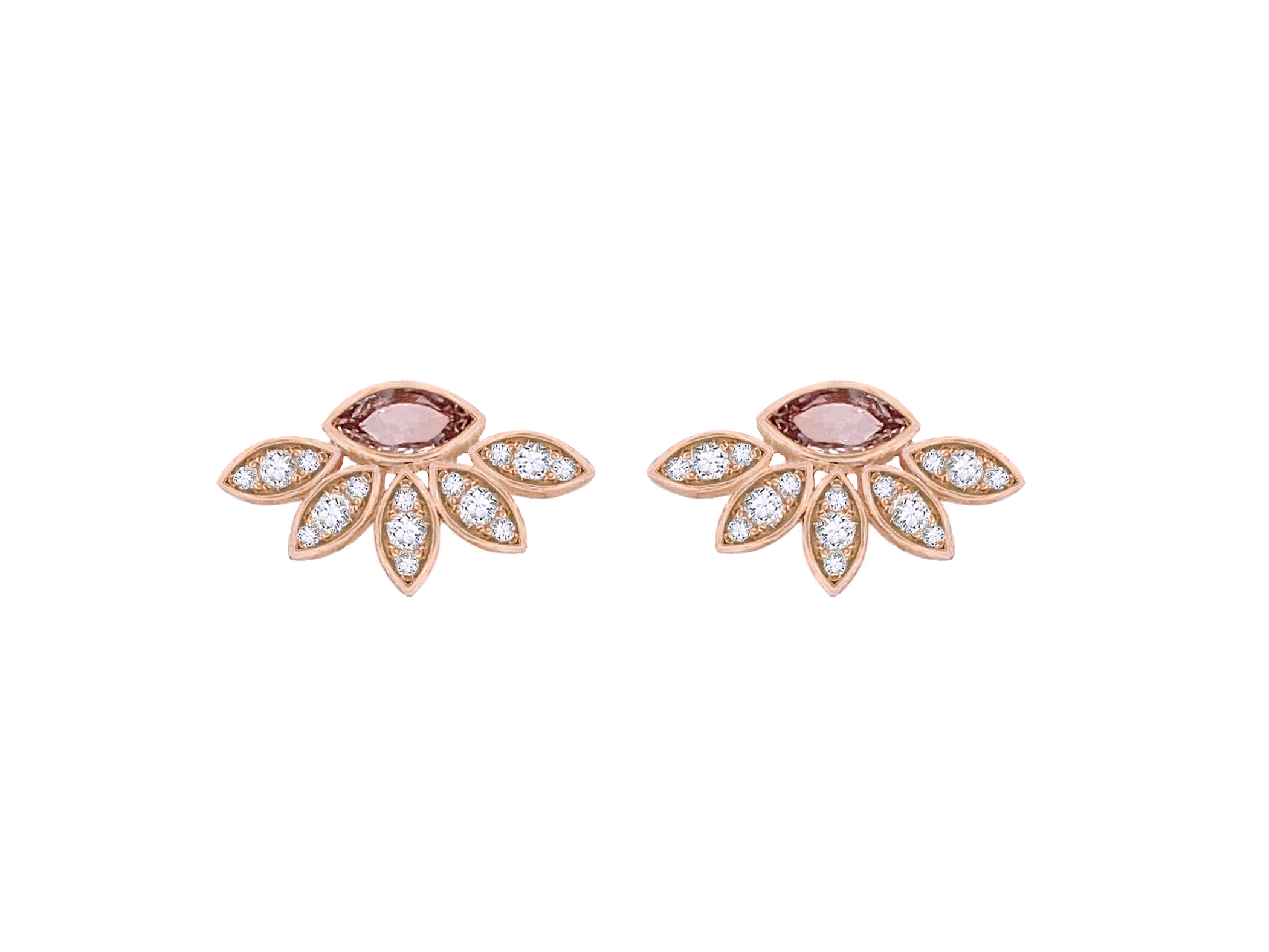 Brown Marquise Diamond Bloom Earrings