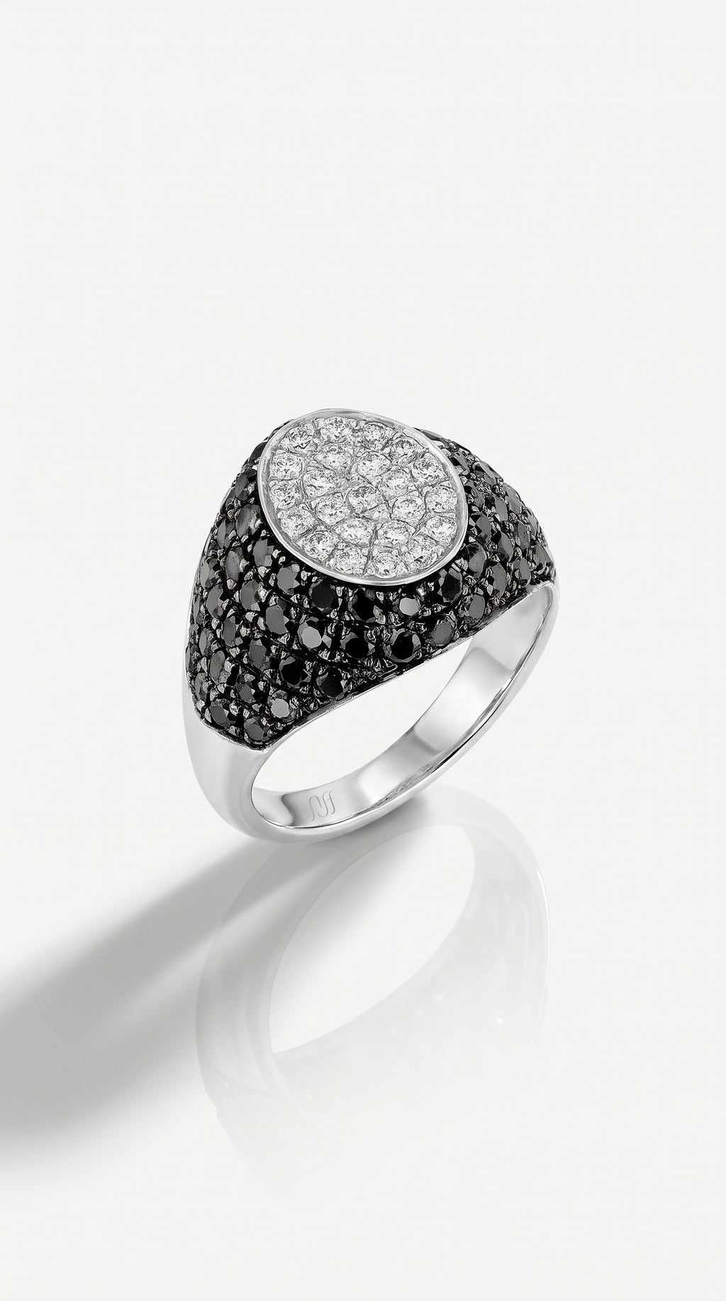 Black White Diamond Signet Ring
