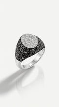Black White Diamond Signet Ring