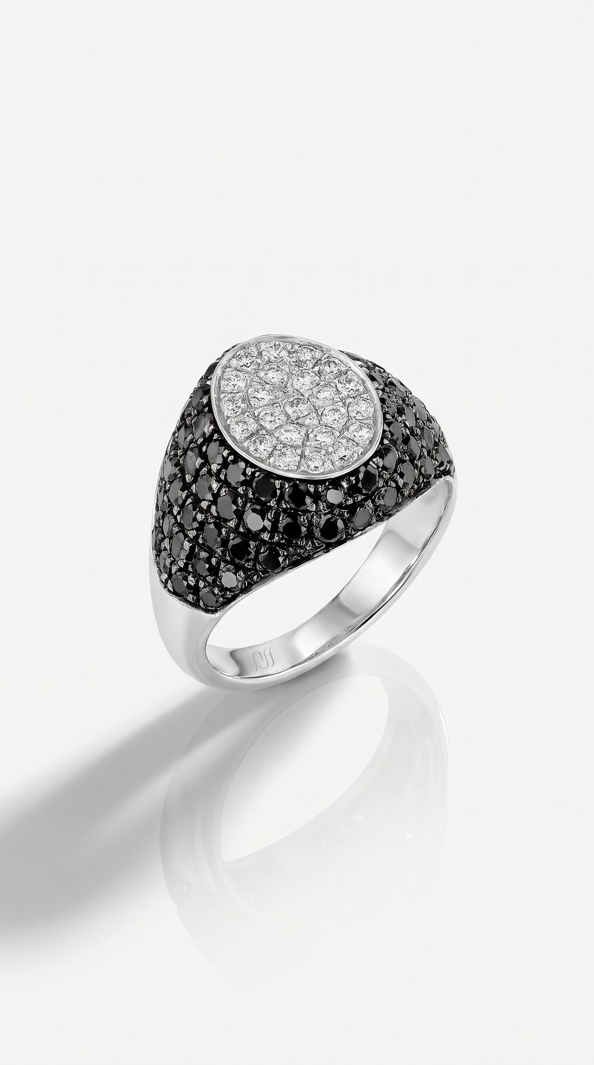 Black White Diamond Signet Ring
