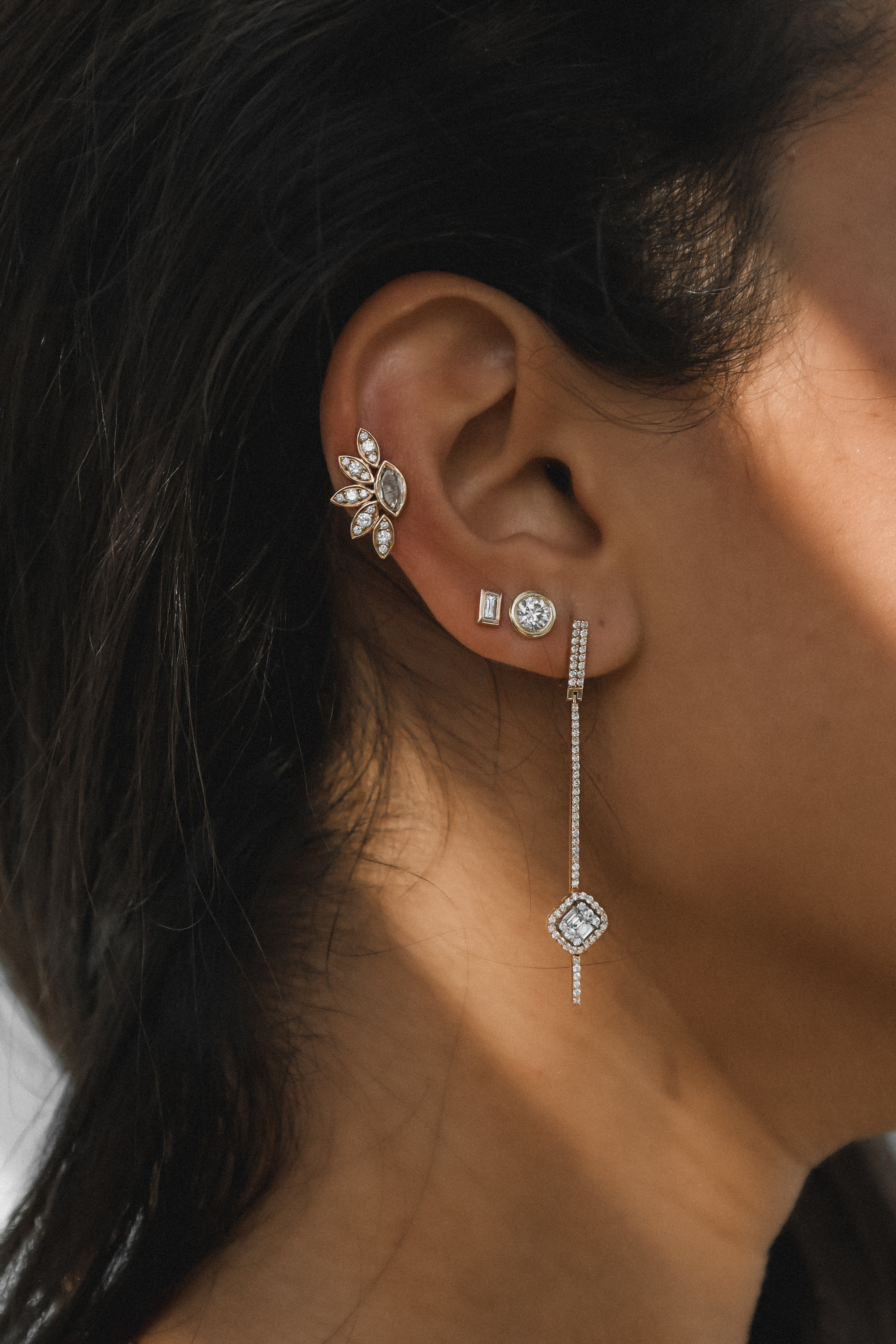 Brown Marquise Diamond Bloom Earrings
