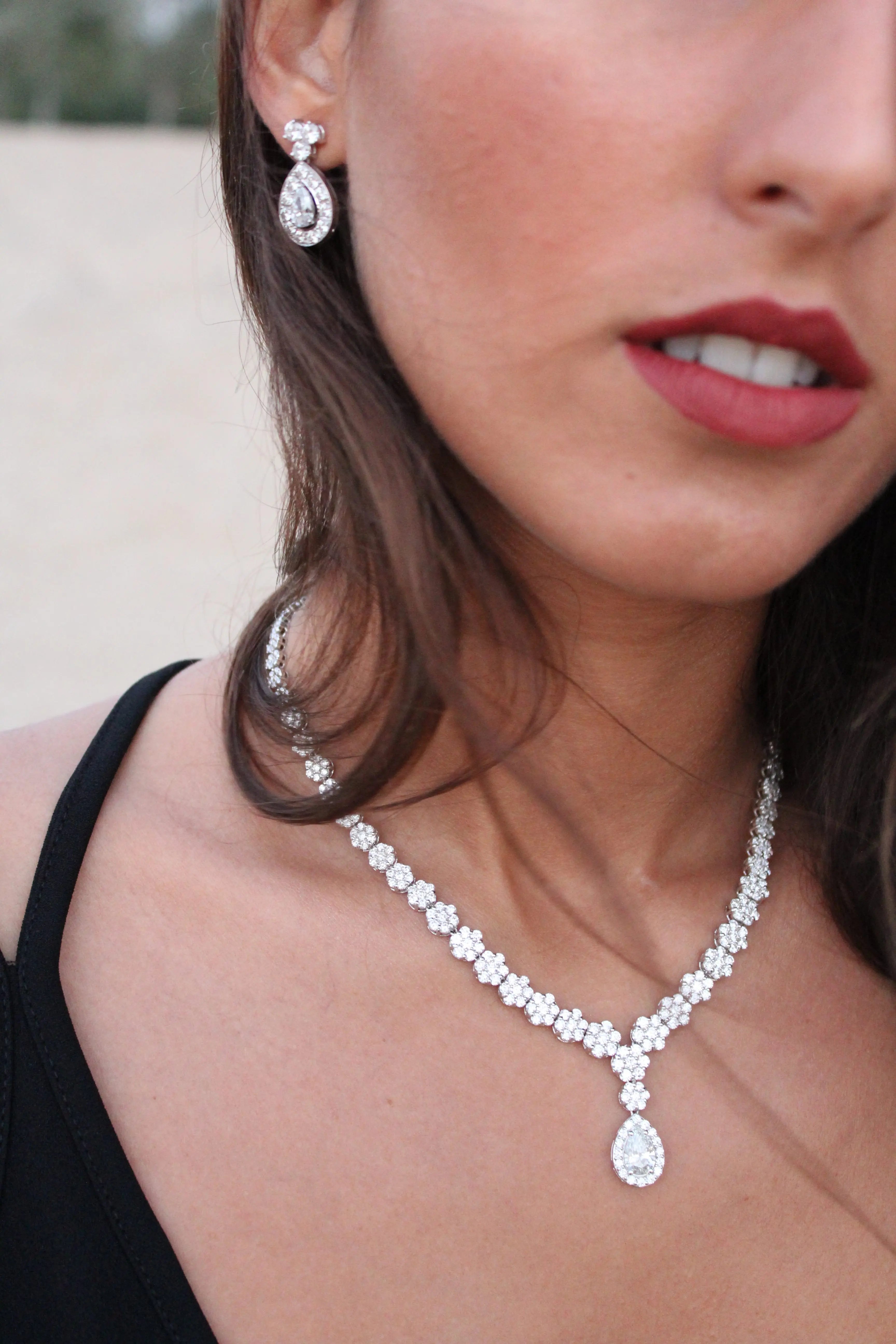 Dahlia Diamond Pear Necklace