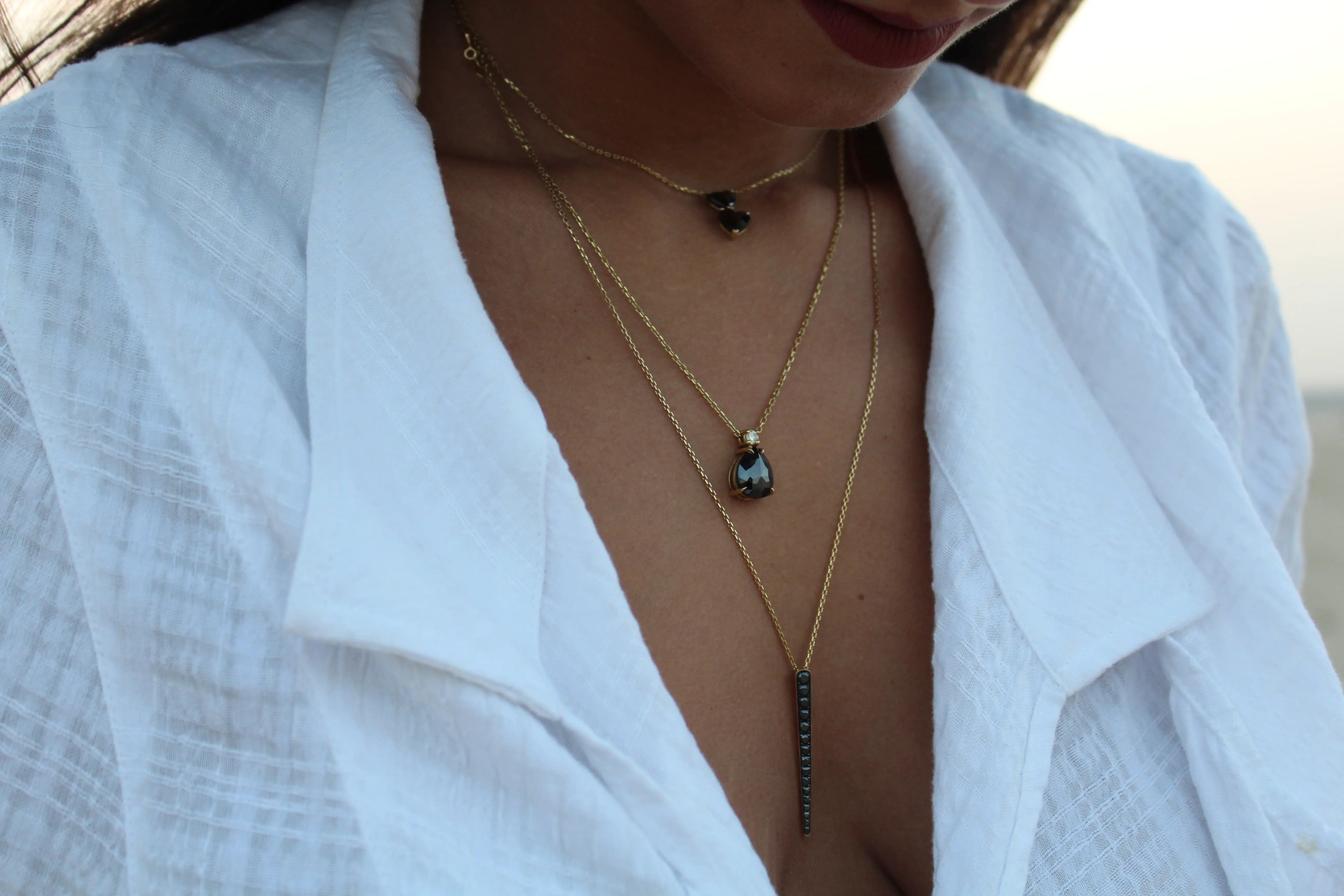 Black Pear Diamond Pendant