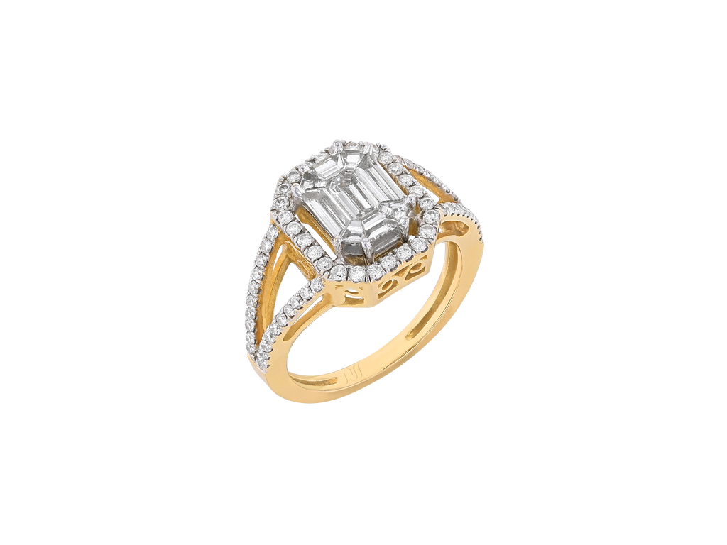 Emerald Diamond Illusion Ring