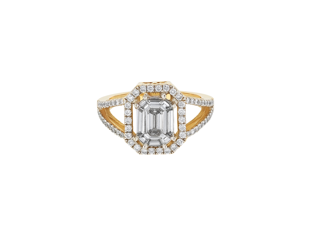 Emerald Diamond Illusion Ring