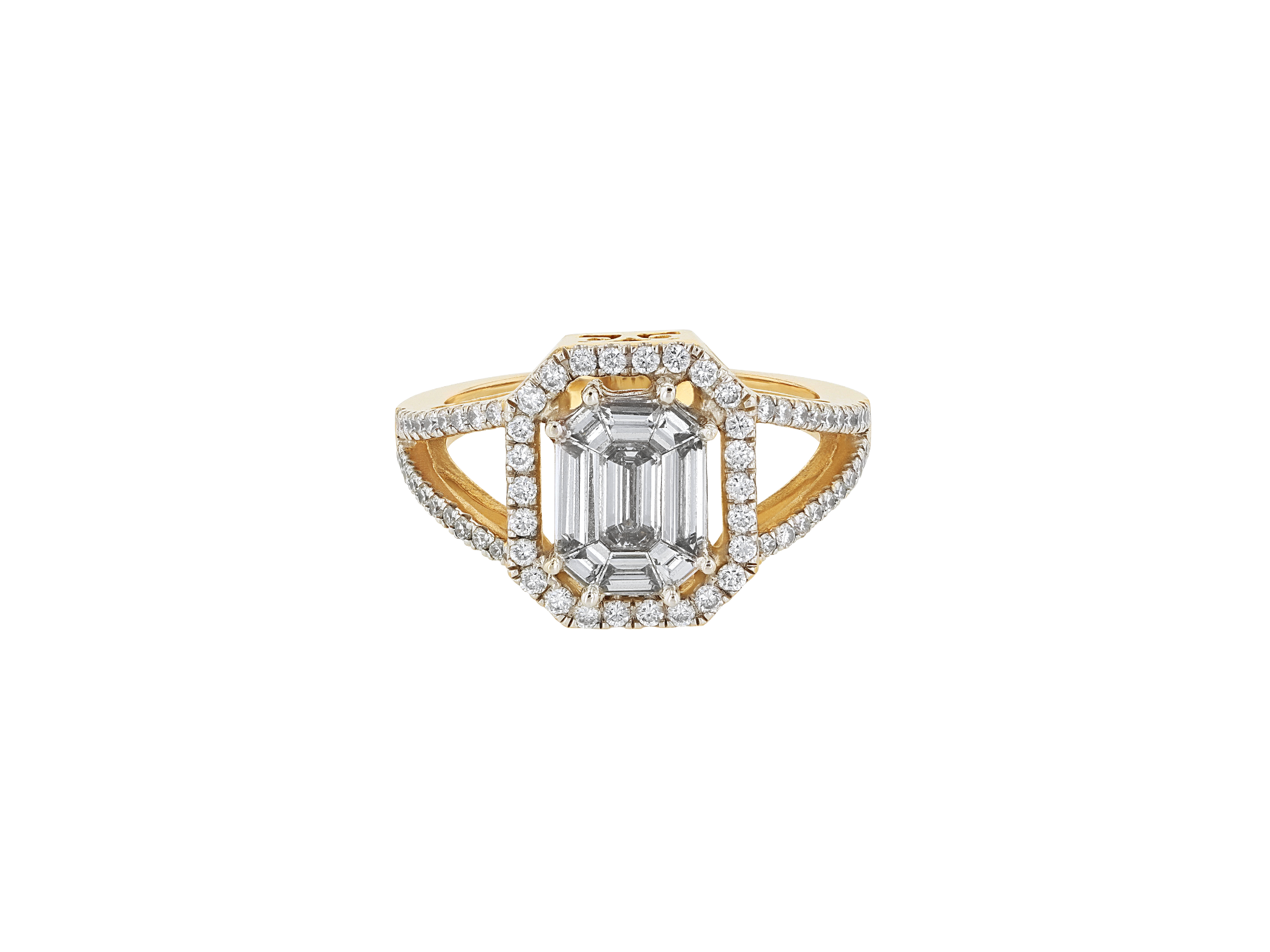 Emerald Diamond Illusion Ring
