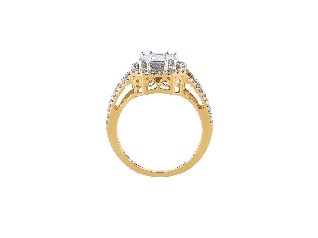 Emerald Diamond Illusion Ring