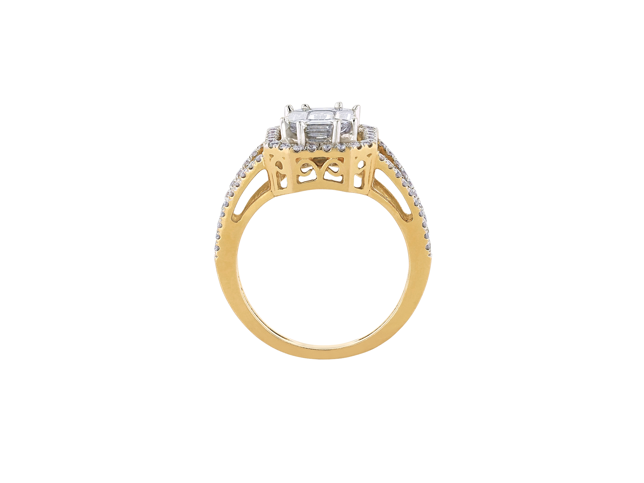 Emerald Diamond Illusion Ring
