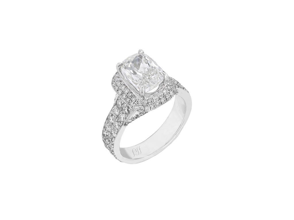 Double Pave Cushion Solitaire