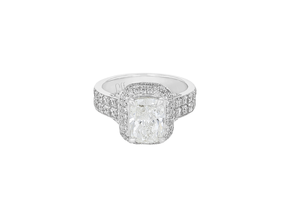 Double Pave Cushion Solitaire