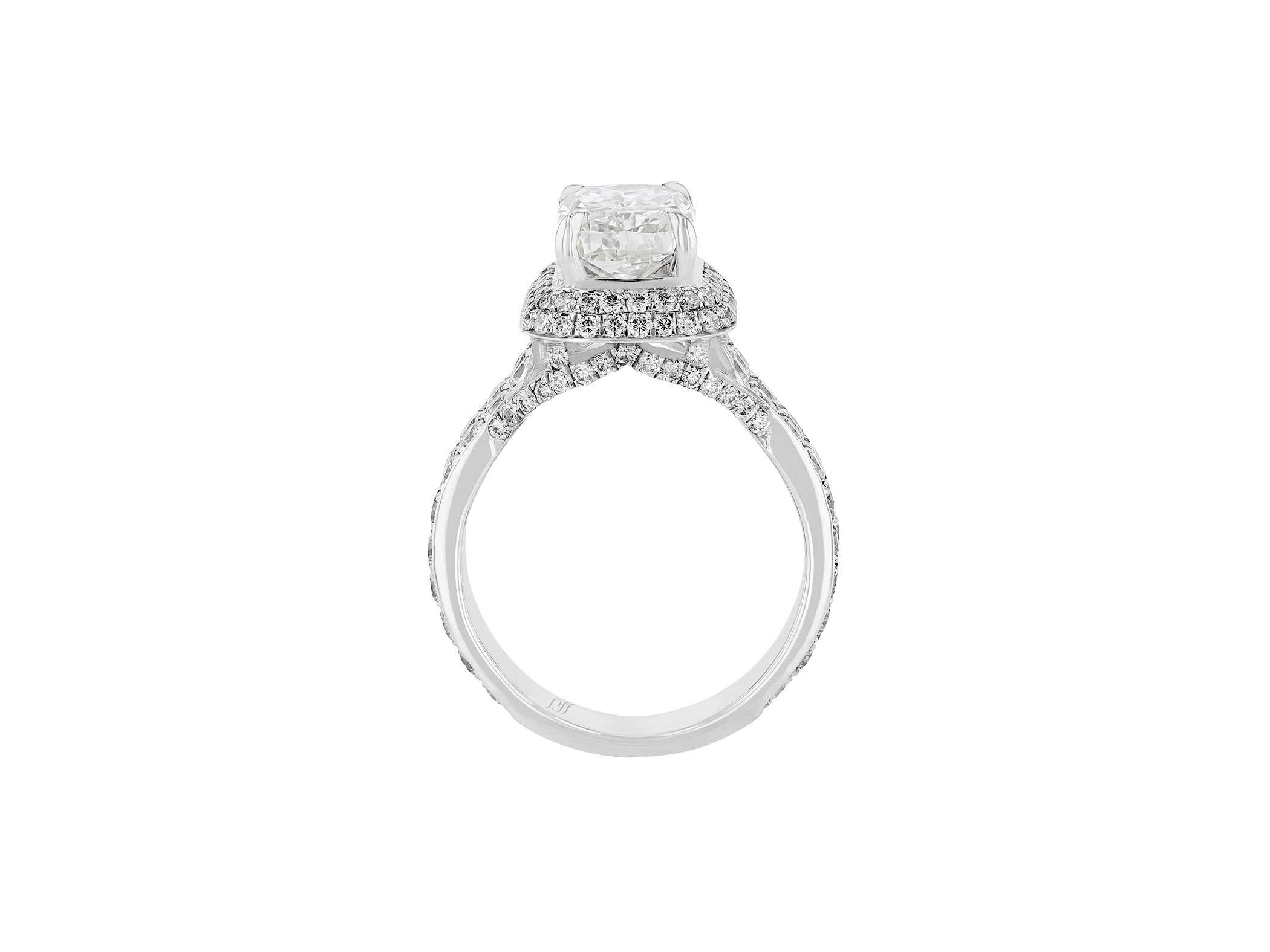 Double Pave Cushion Solitaire