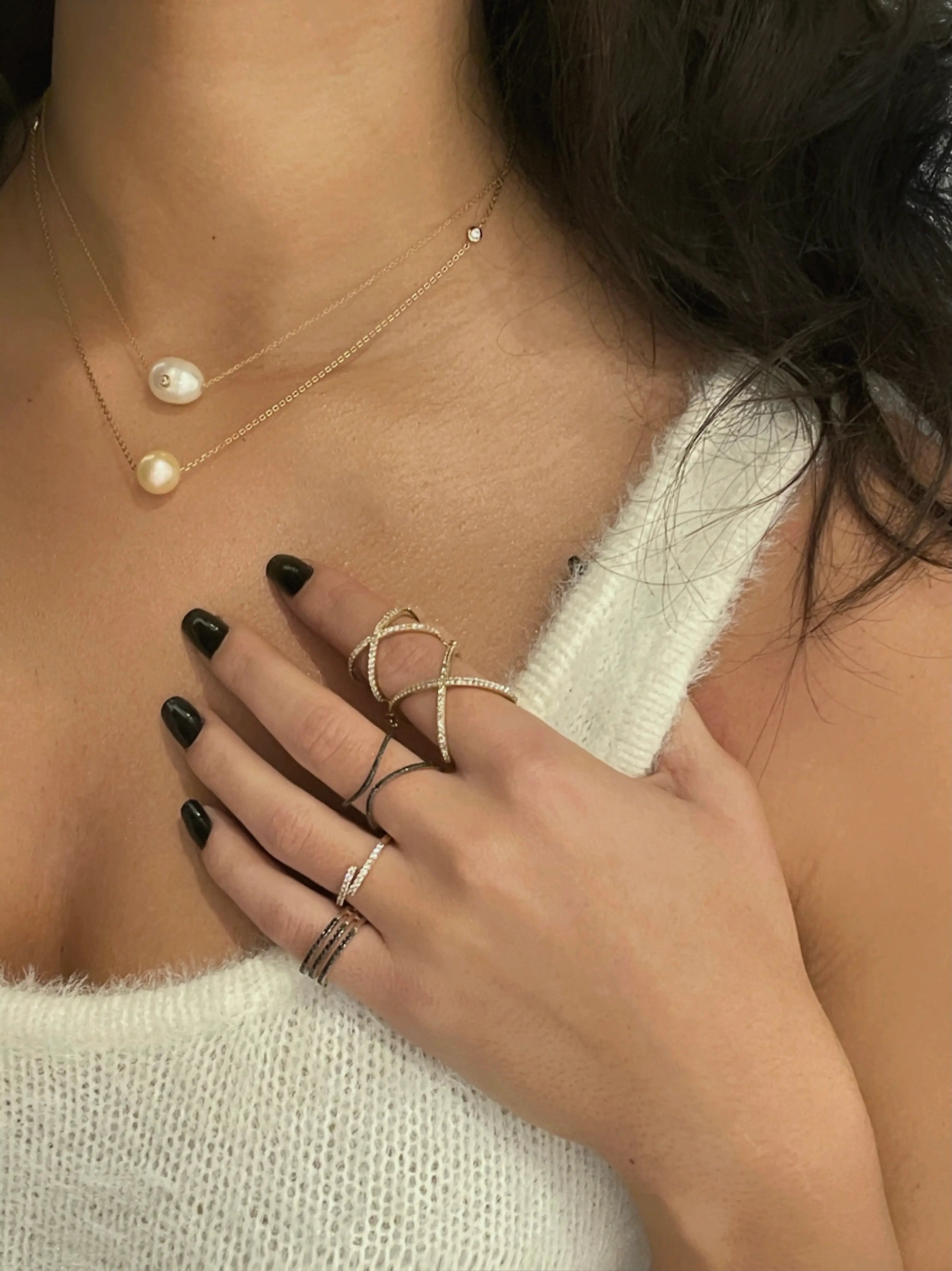 Pearl Diamond Flake Pendant