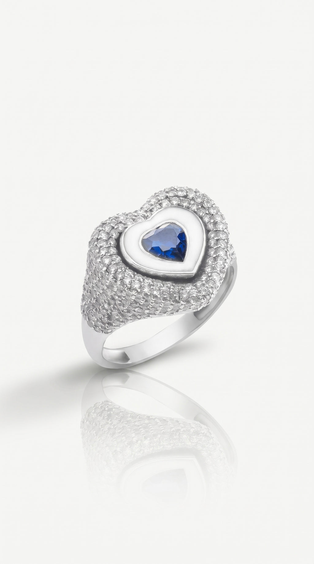 Sapphire Heart Enamel Ring