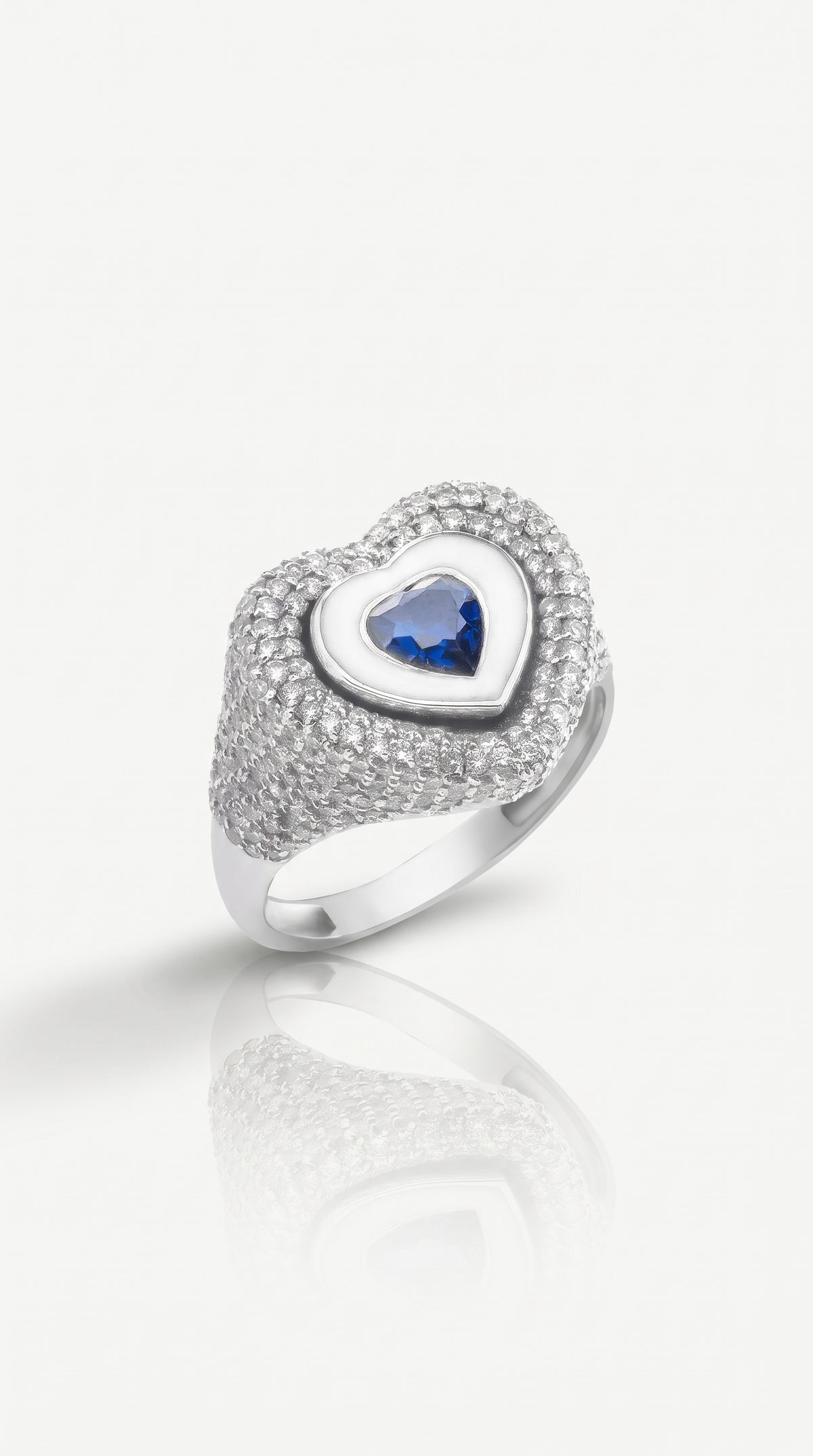 Sapphire Heart Enamel Ring